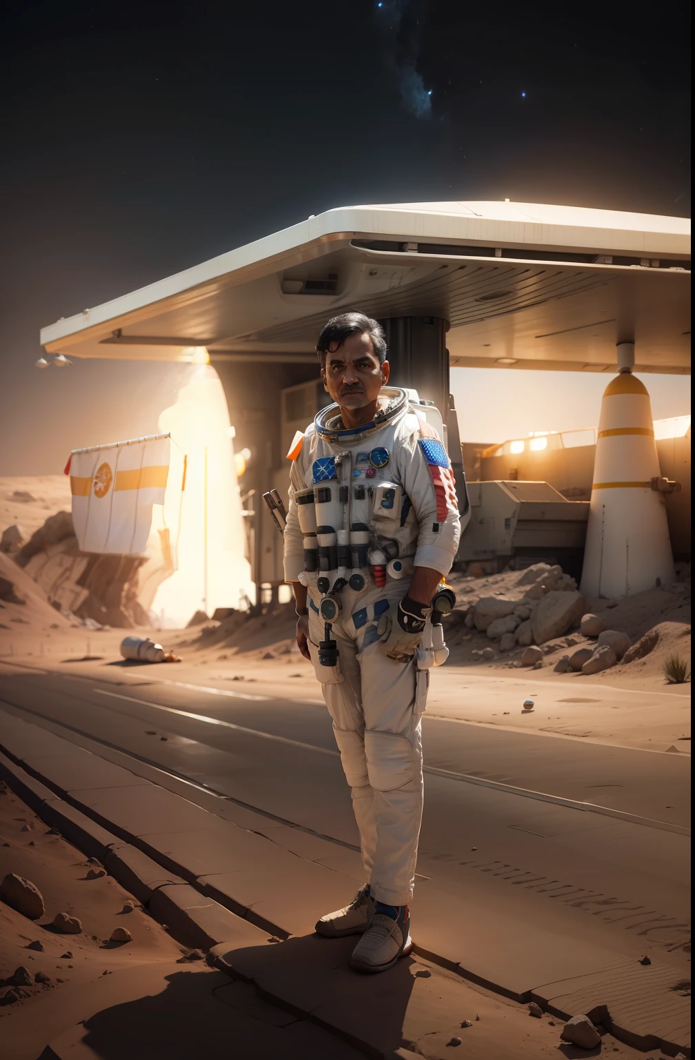 A astronaut in moon surface, indian flag in hand, Change background , ulra realistic, 8k, realistic face