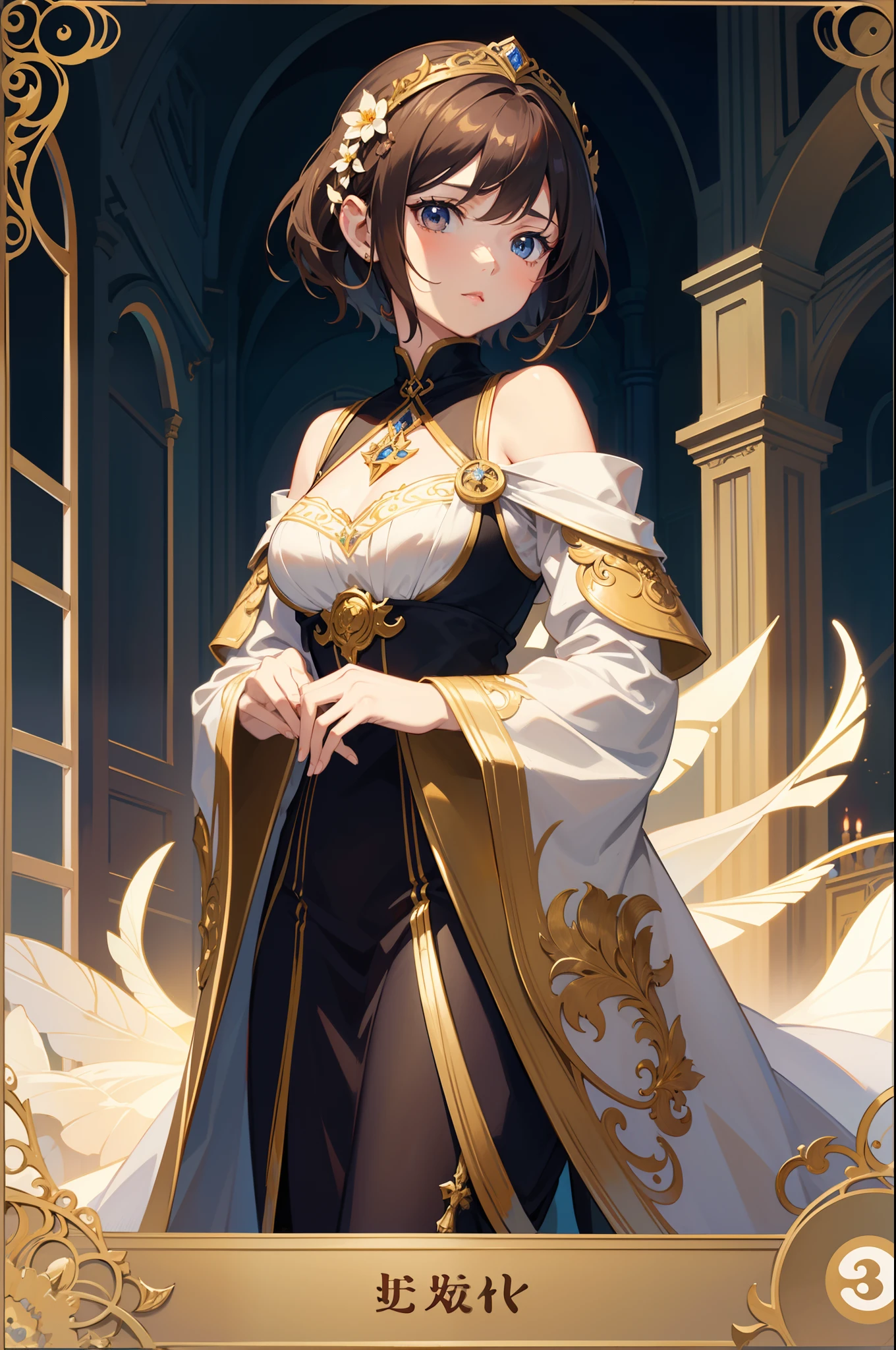 Official Art, Masterpiece European female face,elvish, short hair, lightbrown hair , brown eyes , Flower Frame ,Decorative panel , jugendstil , (masterpiece、top-quality、hight resolution: 1.4),in 8K, Drawing of a woman with short lightbrown hair, Anime Art Nouveau, highly detailed exquisite fanart, anime fantasy illustration, clean detailed anime art, detailed anime art, Sharp Focus, Delicate Beautiful Hair and Eyes and Face, realisitic, ultra-detailliert, a beauty girl, fairy