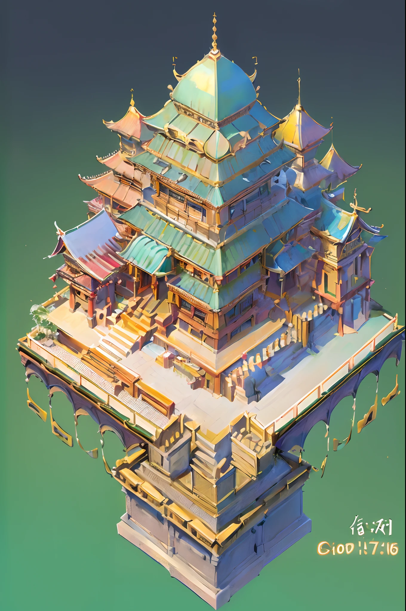 Ancient Chinese architectural design，Game Building，Ancient restaurant，Incredible design，ultra wide angle、Panorama view、viewed from bird's-eye，The colors are contrasting，Reasonable structure，Epic composition，is super detailed，insanely detaileda，Simple clean white background，（White background），Best light and shadow，3D art，C4D，OC renderer，3D rendering，extra high resolution，master-piece，Top quality，best qualiy，officlal art，dreamlike，aesthetics，Perfect art，16k