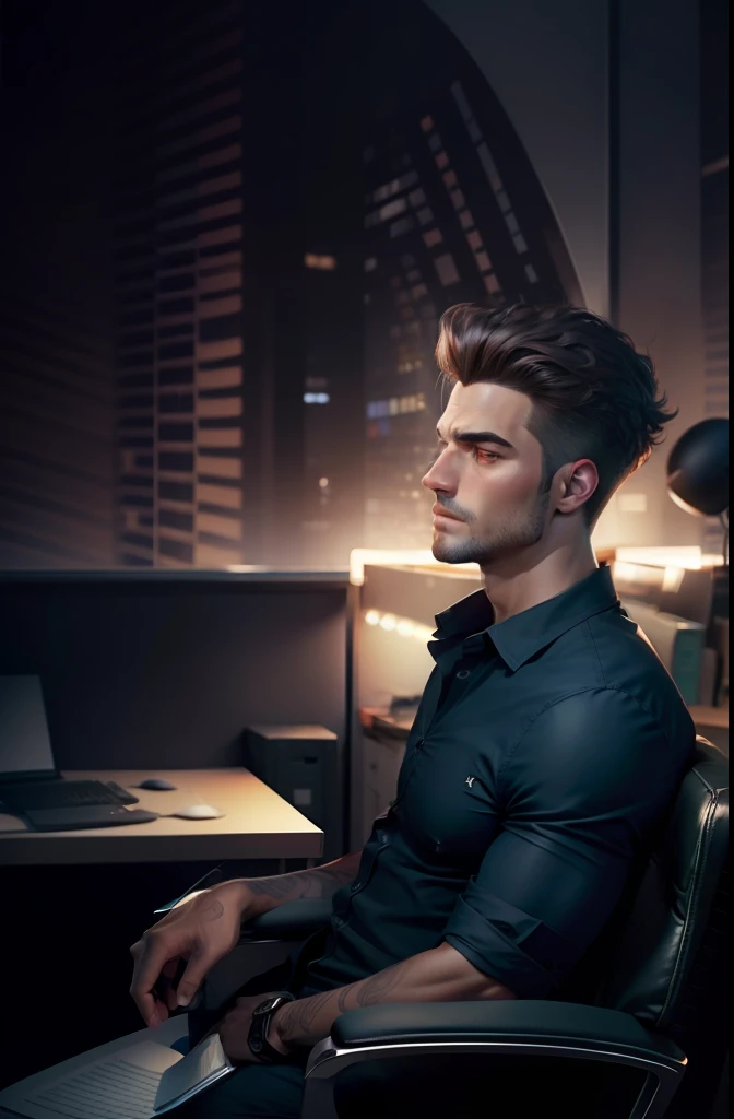 Change background in office with realistic face , handsome ,8k , ultra realistic