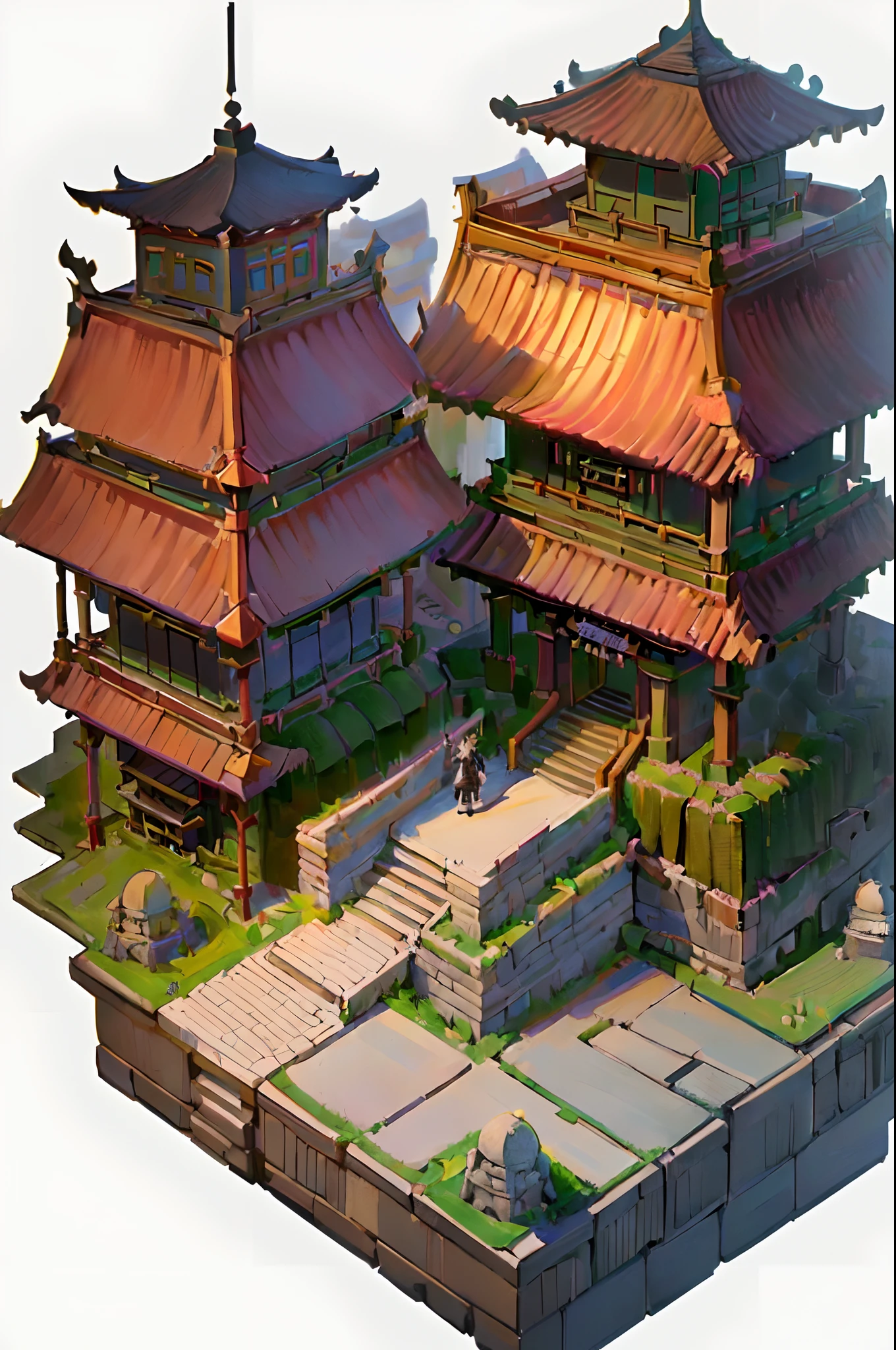 [:(black background:1.5):40],(isometric:1.5), (masterpiece, top quality, best quality, official art, beautiful and aesthetic:1.2),(16k, best quality, masterpiece:1.2),architecture,  east asian architecture, (simple background:1.5), scenery, no humans, stairs, building, wall, doorstep buildings, stairs, Chinese architecture,(summer night:1.5)