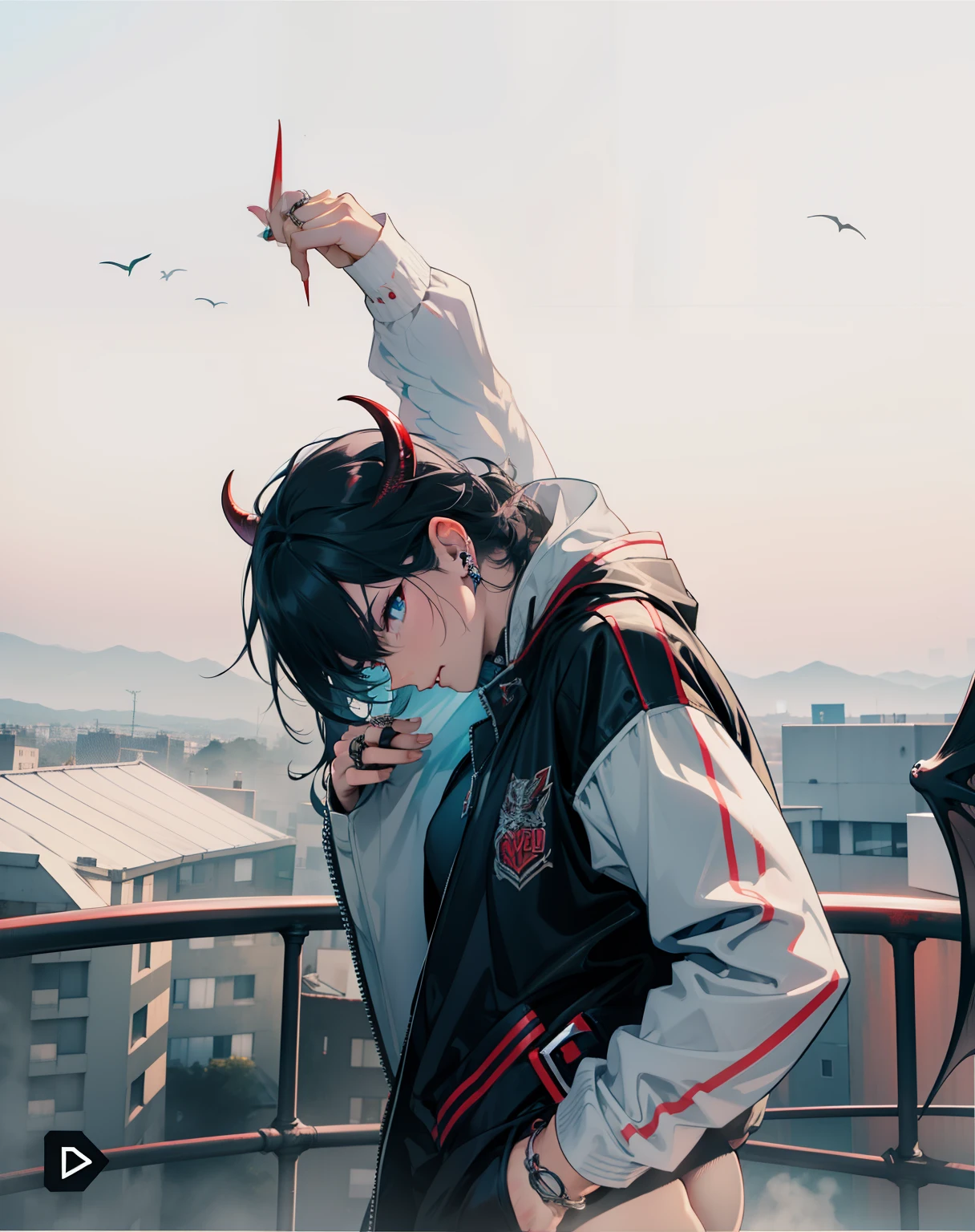 Devil look devil wing in my back angel ring night background rude mood god