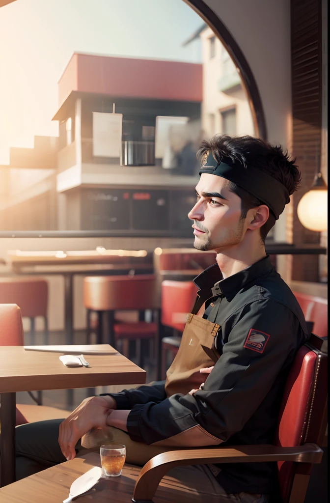 Change background in restaurant , realistic , face