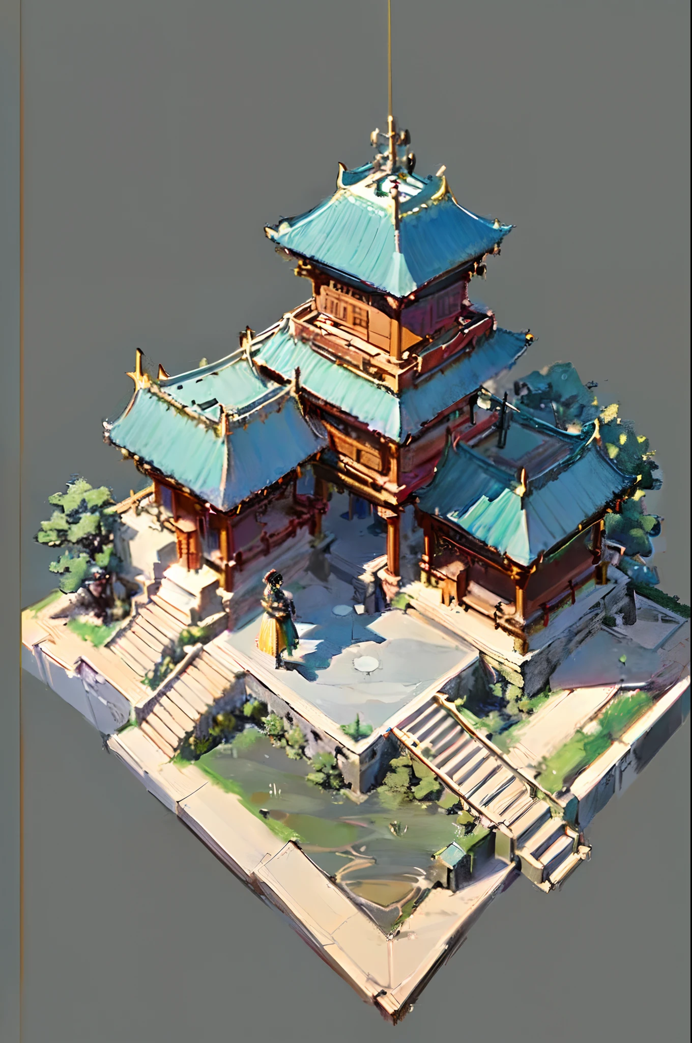 [:(black background:1.5):40],(isometric:1.5), (masterpiece, top quality, best quality, official art, beautiful and aesthetic:1.2),(16k, best quality, masterpiece:1.2),architecture,  east asian architecture, (simple background:1.5), scenery, no humans, stairs, building, wall, doorstep buildings, stairs, Chinese architecture,(dark night:1.5)