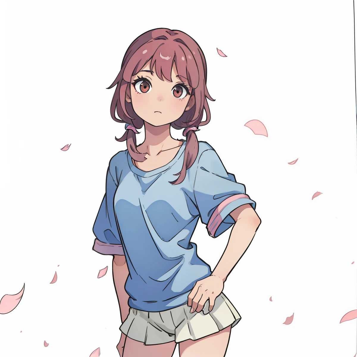 tmasterpiece、hight resolution、Depth of field、1 girl , brown eye, Pink hair with ponytails