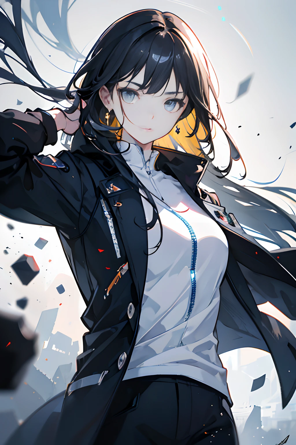 1boys,Black hair,校服,white shirt,,Wearing earrings,Black coat,hooligan,This character has muscles,tall,extremely handsome,I have a tattoo on my arm,1girll,Long gray hair,Girls are short,The girl is petite, nffsw(HighDynamicRange)、Ray traching、NVIDIA RTX、Hyper-Resolution、Unreal 5、Sub-surface scattering、PBR Texturing、Postprocess、Anisotropy Filtering、depth of fields、Maximum clarity and sharpness、multi-layer texture、Albedo and specular maps、Surface Shading、Accurate simulation of light-material interactions、octan render、Two-tone lighting、Low ISO、 White Balance, thirds rule, Large aperture, 8K Raw, Efficient Subpixel, sub-pixel convolution, (Luminescent particles:1.4), {{masterpiece, Top image quality, Ultra High Definition CG, Unity 8k Wallpapers, 。.。.3D, cinematlic lighting, lensflare}},{{masterpiece、top-quality、extremely details CG、16 K、Cinematographic lighting、lensflare}}、