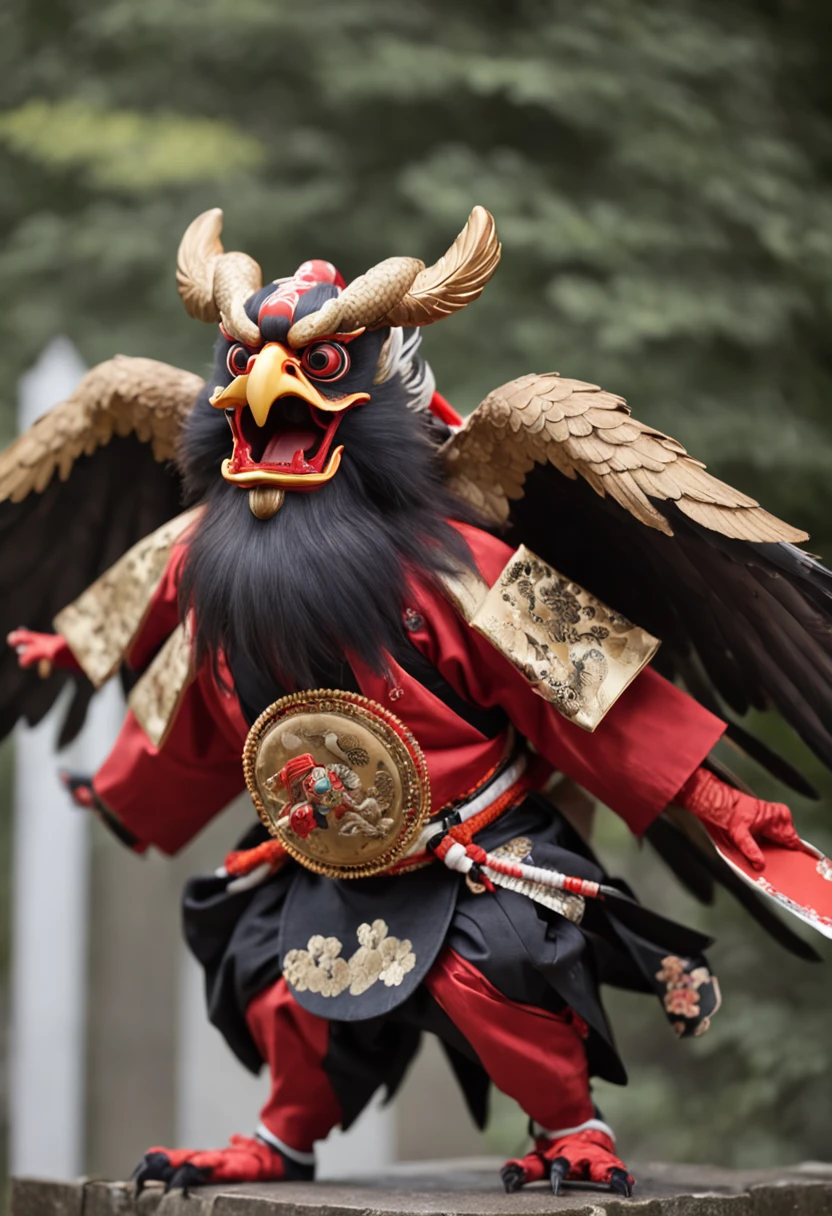 Japanese god Tengu on a white background in full growth
