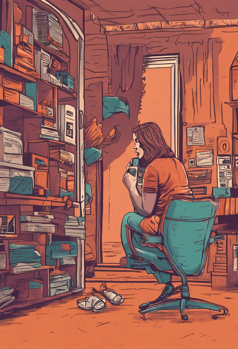 (uma mulher bem vestida:) em um estudio de podcast