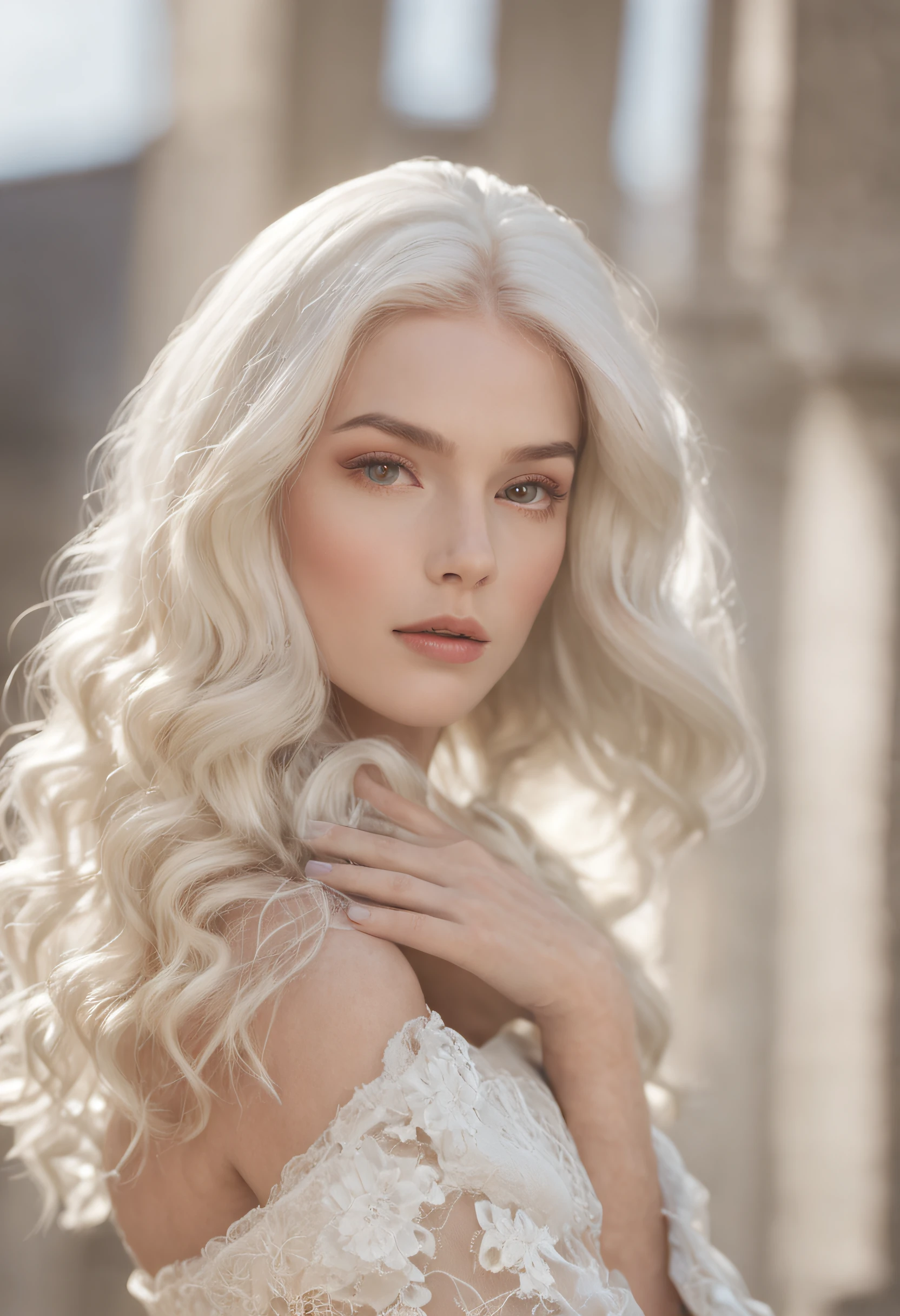 god rays, high detail, Futurism, UHD, textured skin, high details, high quality, 8k, highres，whaite hair，Manteau blanc