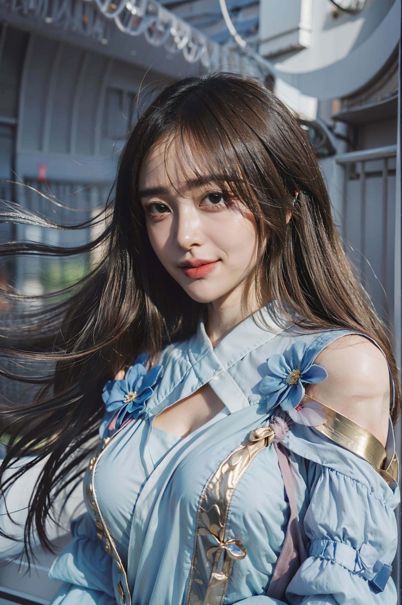 Background with:1.5),(真实感:1.4),(best qualtiy:1.0),(超高分辨率:1.0),8k,RAW photos,(tmasterpiece:0.2),1girl,Beautiful skins,Delicate skin,Hefty Smile (unified:1.5)