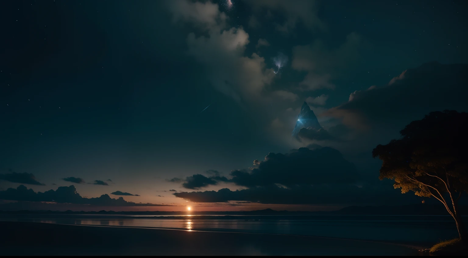 A captivating image of a dreamlike landscape where a captivating pendant wrapped in a Fantastic, Body of mythical creature seems to be suspended in the air, Flutuando acima de um sereno, paisagem encantada. The pendant is captivating, dreamlike patterns are captured in vivid, cores vibrantes, atraindo o olhar do espectador junto com a natureza surreal da cena. The dreamlike quality of the image is achieved through the advanced FotograFia in low light, Adding a dreamy touch to the Pacific scene. soft lighting, profundidade de campo rasa, F/abertura 16