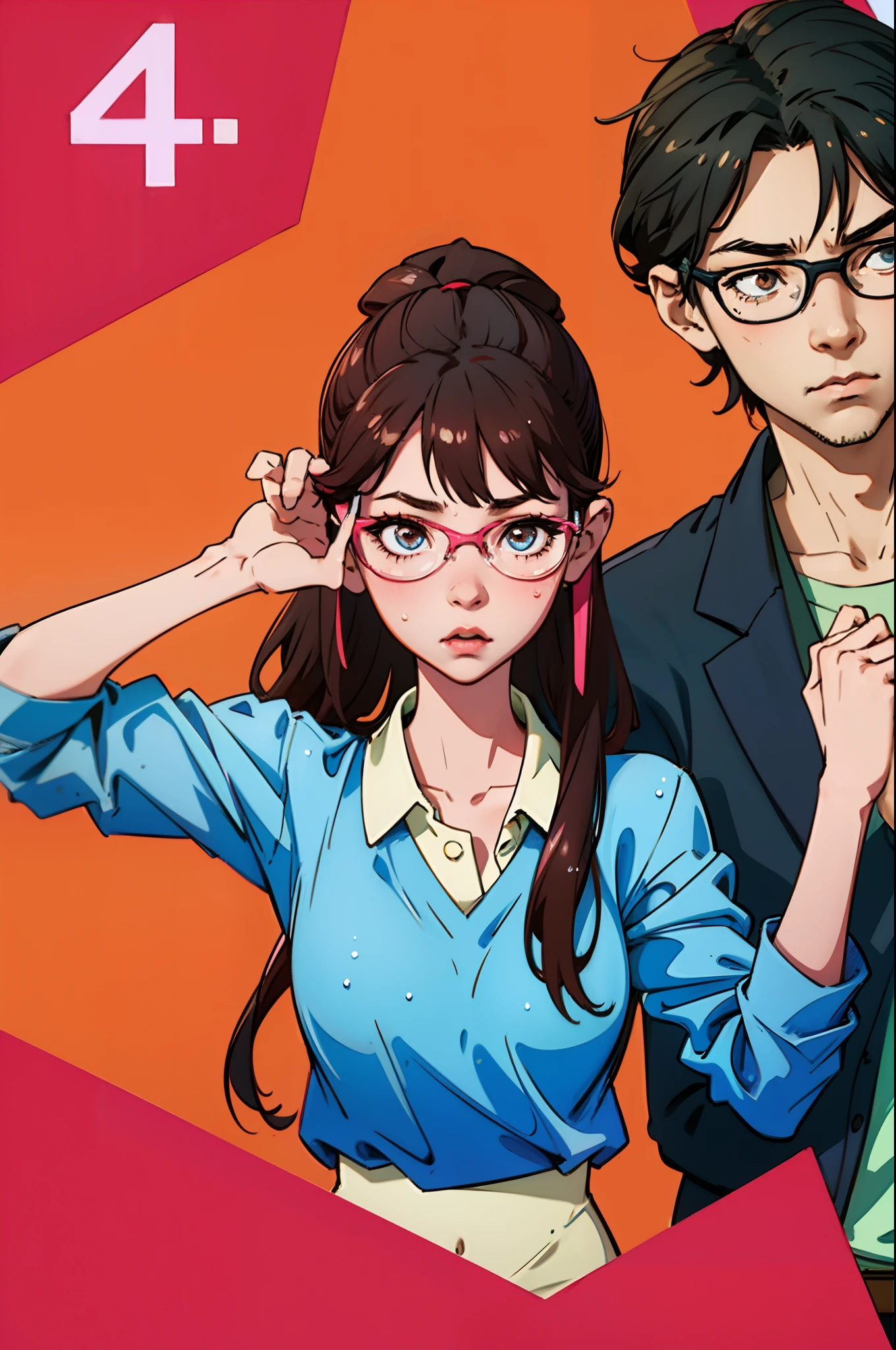 Younger sister、in school uniform、Wet、8K、top-quality、years、Looking at the camera、Reddening cheeks、I'm embarrassed、delicate hand、Hiroki Kami、I like my brother、Brother's hand on your panties,Pink square-rimmed glasses,Black hair,horse tailed