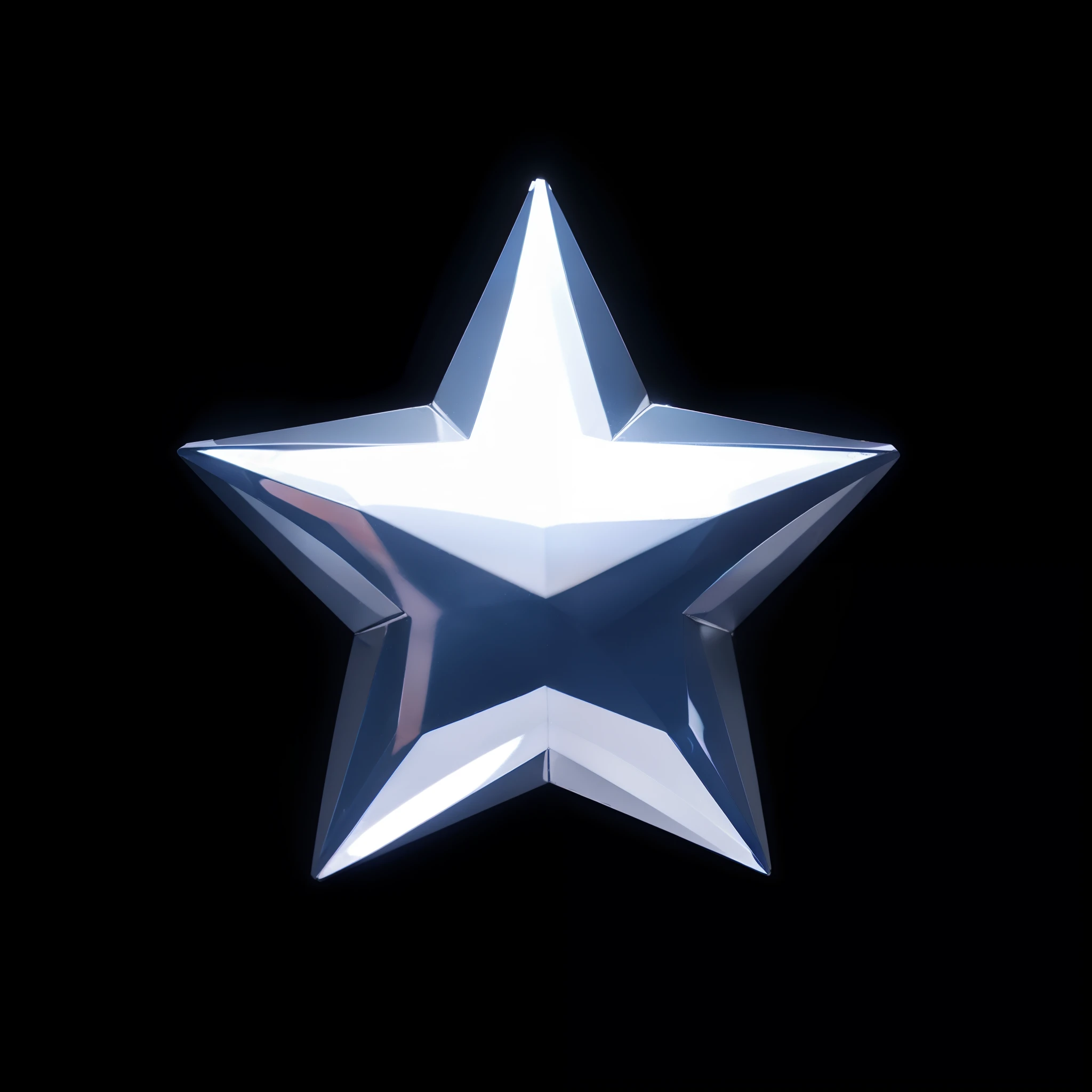 a chroma metal star, bluish coloring, bright, high quality, black background