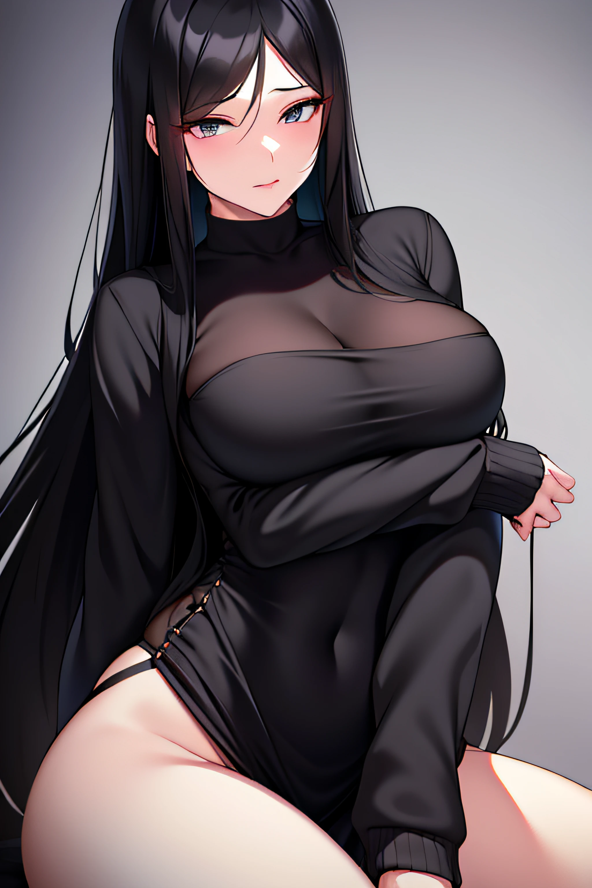 black long straight hair,grown woman,No erotic underwear,