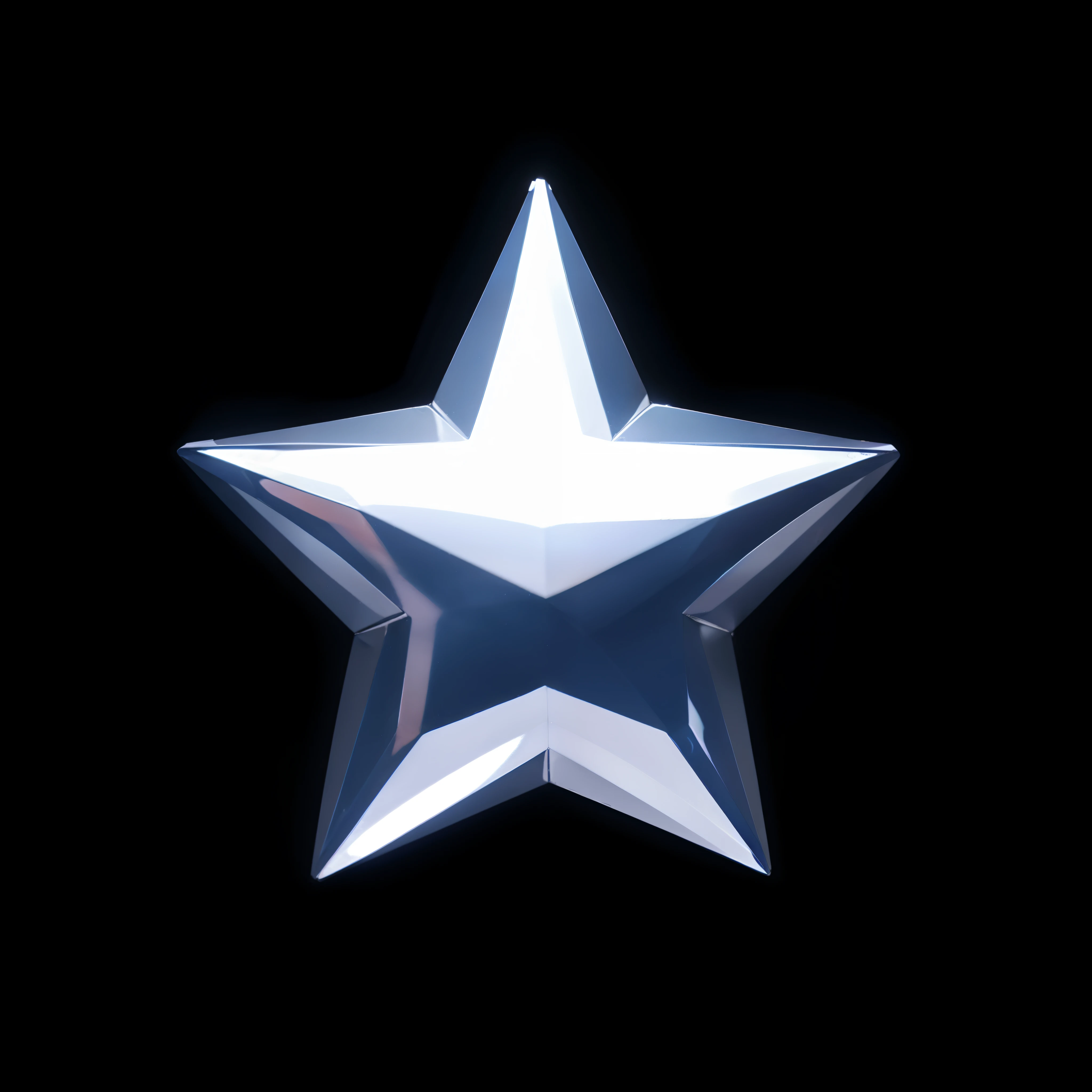 a chroma metal star, bluish coloring, bright, high quality, black background