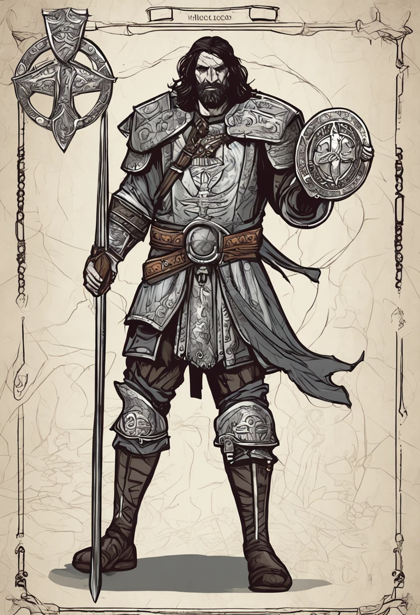 "You are a human named Kaelen Stormtide, a former pirate who now acts as a privateer in the town of Lusken. As a clergyman of the storm, you are devoted to the deity Umberlee, a Rainha das Tempestades. You wear a sturdy chain mail, symbolizing his new life as a privateer.
In his right hand, You hold a war hammer, a powerful weapon that represents your role as a defender of justice. Na cabe. on his left hand, you wield a shield, covered with the Umberlee symbol, Showing your loyalty to divinity.
Around your neck, you wear a medallion with the same symbol as Umberlee, The medallion is a sacred item that represents your connection to divinity. That same symbol is centered on his shield, a physical manifestation of his faith and divine power.
Agora, Your journey as a storm cleric begins. You see yourself as a protector of the seas and a defender of the wronged. How you will use your war hammer and shield, juntamente com os poderes que Umberlee lhe concedeu, to enforce the will of the Queen of Storms as she sails the dangerous seas of Faerûn?"