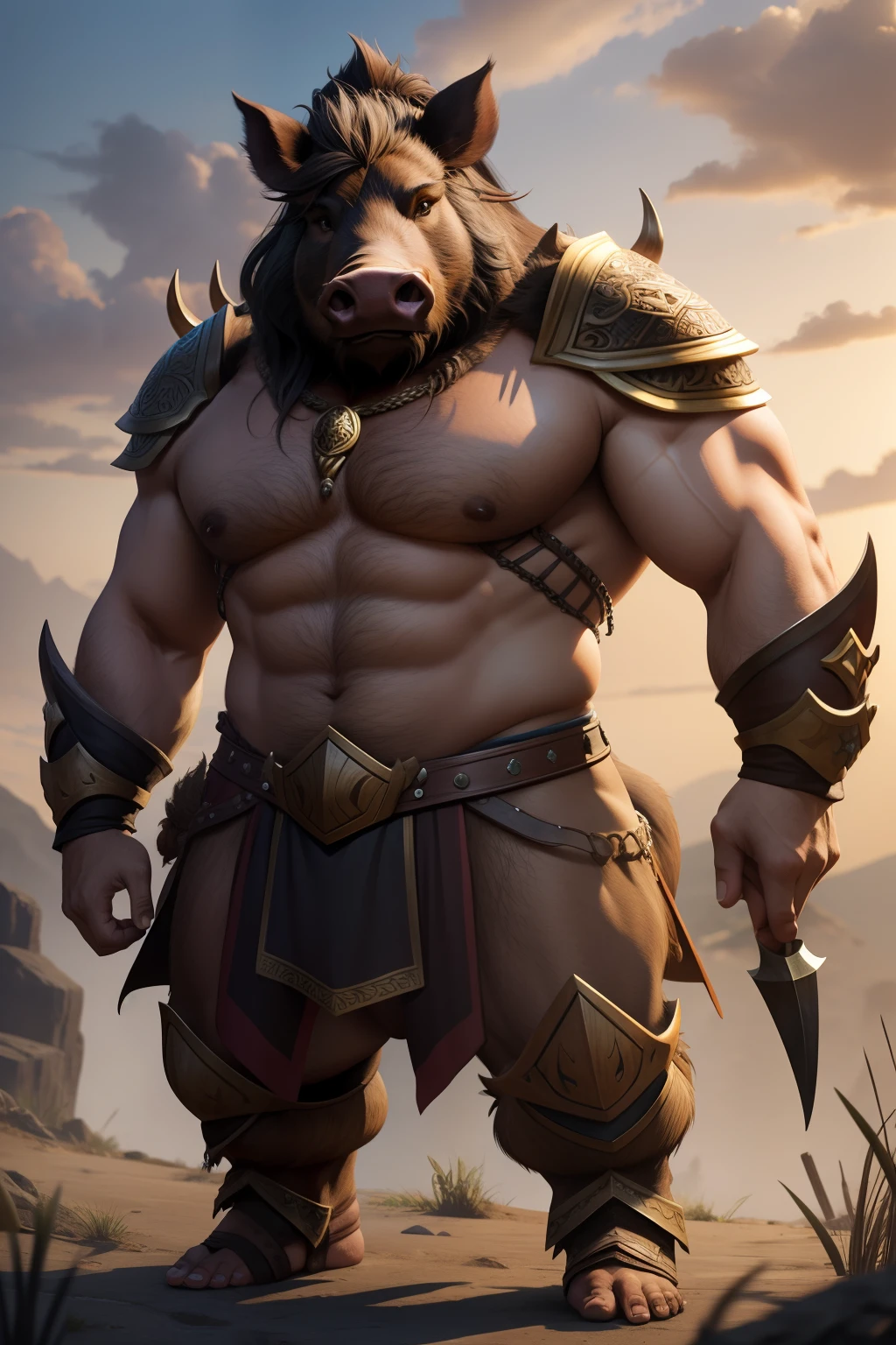 boar, whole body, fantasy style