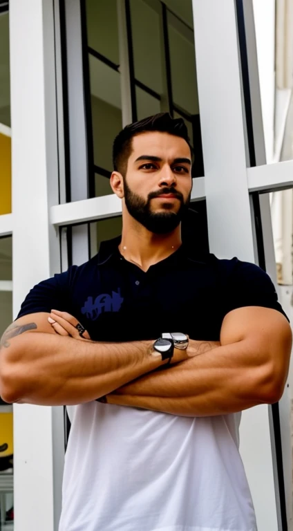 obra maestra, Mejor calidad, ultra detallado, 1 hombre, macho maduro, muscular, pedazo, bara, deportista, carne de res, negro skin, negro, piel bronceada, latino, 36 years old, negro hair, gray fur, Barbas de chivo, cabello demasiado cortado, mirando al espectador, serious expression, camiseta gris, tiro de medio cuerpo, science fiction subway background, cuerpo completo , manly naked penis