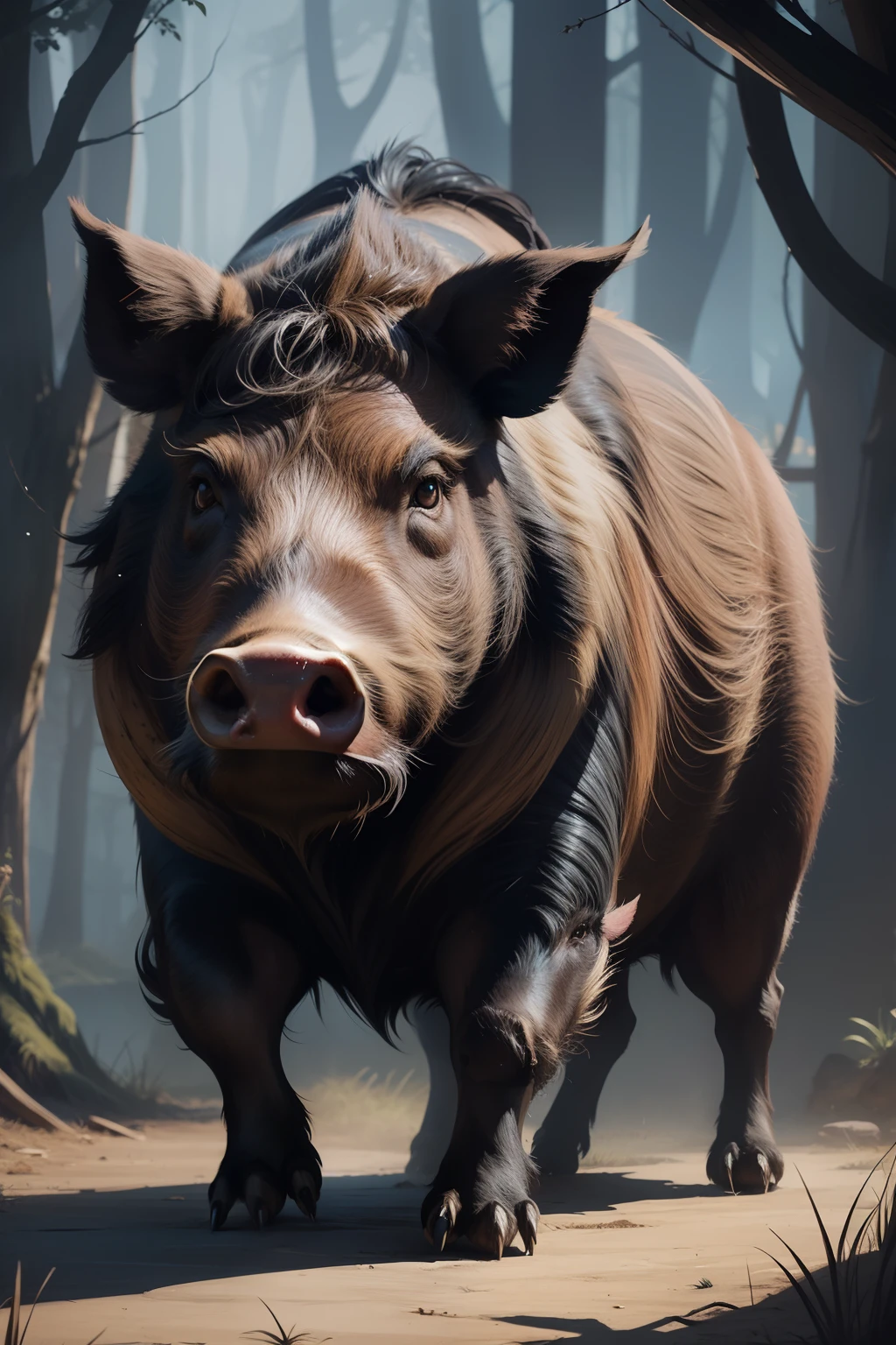 boar, whole body, fantasy style, draw style, painting