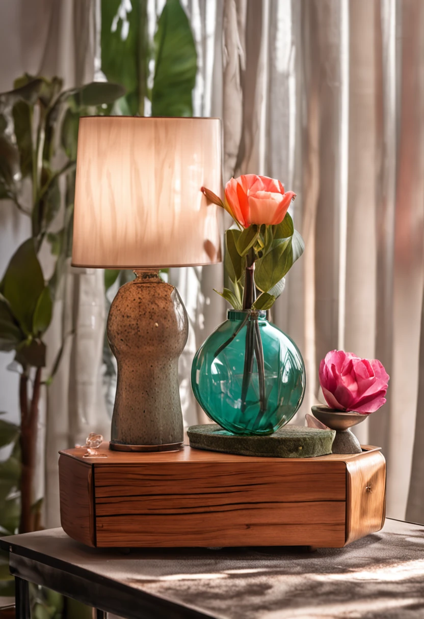 In a welcoming interior,There was an aromatherapy lamp on the table