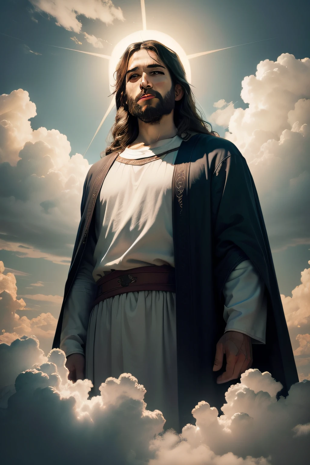 image of Jesus Christ among the clouds in heaven