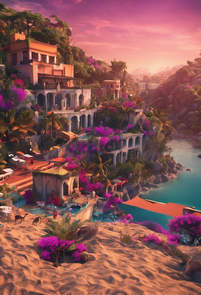 Describe a picture of Paradise: A 70-year-old gentleman enters after death, His eyes glimpse a paradise city where friends and family await him warmly. Ao fundo, o Senhor Jesus emana uma luminosidade transcendental, as angels soar in the serene skies above and the surrounding landscape glows with colors never before imagined.