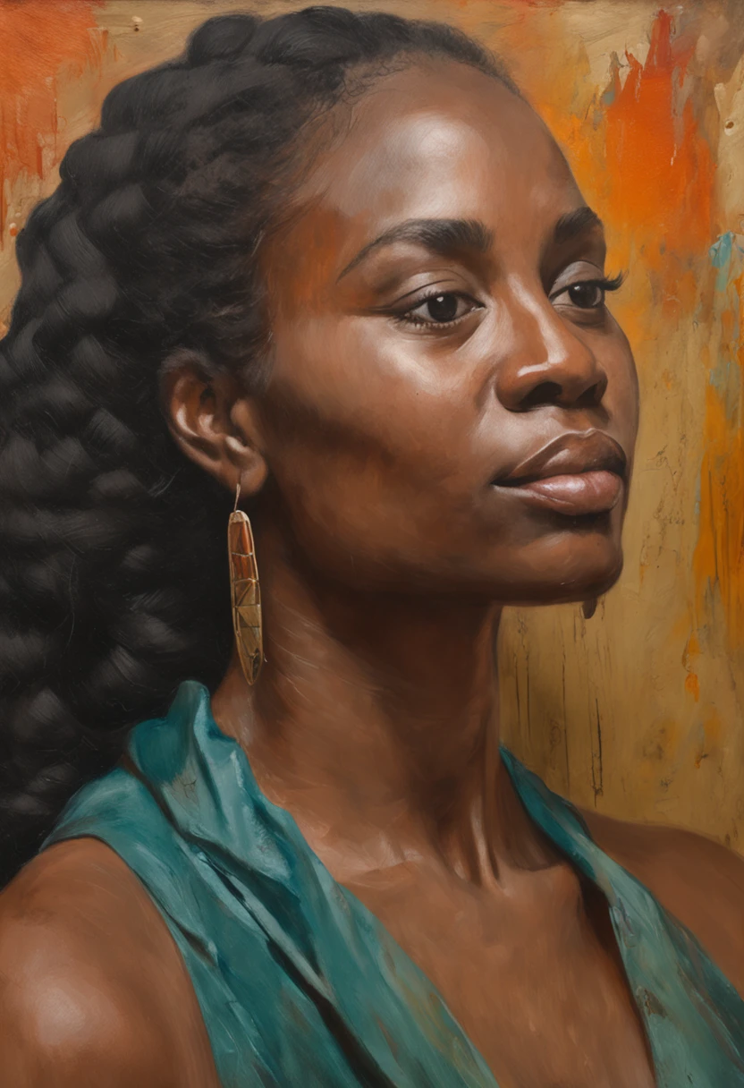 Mulher jovem negra de cabelos enrolados, vestida como Daenerys Targaryen, Beautiful, atraente, paquera, (((visible whole body))), Olhando para o Viewer, retrato, fotografia, pele detalhada, Realistic, fotorrealista, 8k, altamente detalhado, quadro de corpo inteiro, Arte nas cores teal e laranja, RAW de alto detalhe, penetrante, soft and diffuse lighting, profundidade de campo rasa, foco nítido, Hiper-realismo, Cinematic lighting
