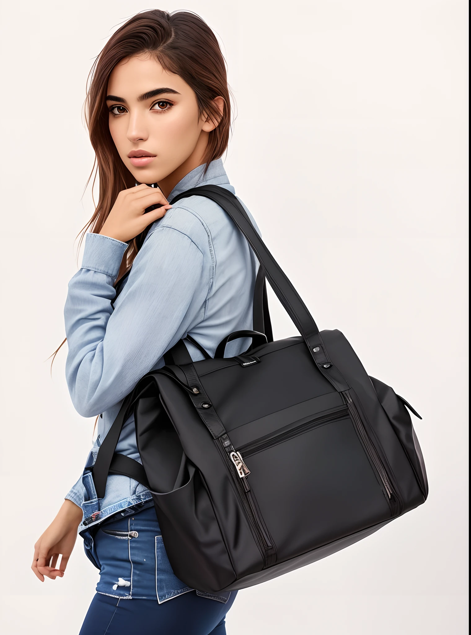 uma mulher linda, Supermodelo brasileira, brasileiro, na copa do mundo, fernanda suarez, Caroline Gariba, Ana de Armas, colombiano, Malika Favre, linda senhora, julia sarda, 🇺🇦, Parece Fabiula Nascimento, Dua Lipa, Beautiful Mexican woman carrying a black backpack with a zipper, Sacos, cheio de detalhes, vivid detail, cheio de detalhes, feature, com muitos detalhes, Foco em corpo inteiro, summer night, Detalhes intensos, imagem no centro, cheio de coisas, saco, Requintadamente detalhado, Noite ao entardecer, Detalhe requintado, F / 2 0, medium closeup shot, fotografia realista, fotografia, obra-prima, realista, Realismo, renderizado, Alto contraste, Arte Digital, fotográficorealista, trend in Artstation 8k HD, high definiton, circunstanciado, Realistic, detalhada, textura da pele, hiperdetalhada, Textura realista da pele, melhor qualidade, ultra high-resolution, (fotografiarrealista: 1.4), alta resolução, detalhada, fotografia crua, Crisp resolution, Nikon d850 filme, fotografia de stock 4, Kodak Portra 400 Camera F1 Lens.6, textura hiper realista, lighting dramatic, Unrealistic trend in Artstation Cinestill 800, RAW. Directed by: Lee Jeffries.