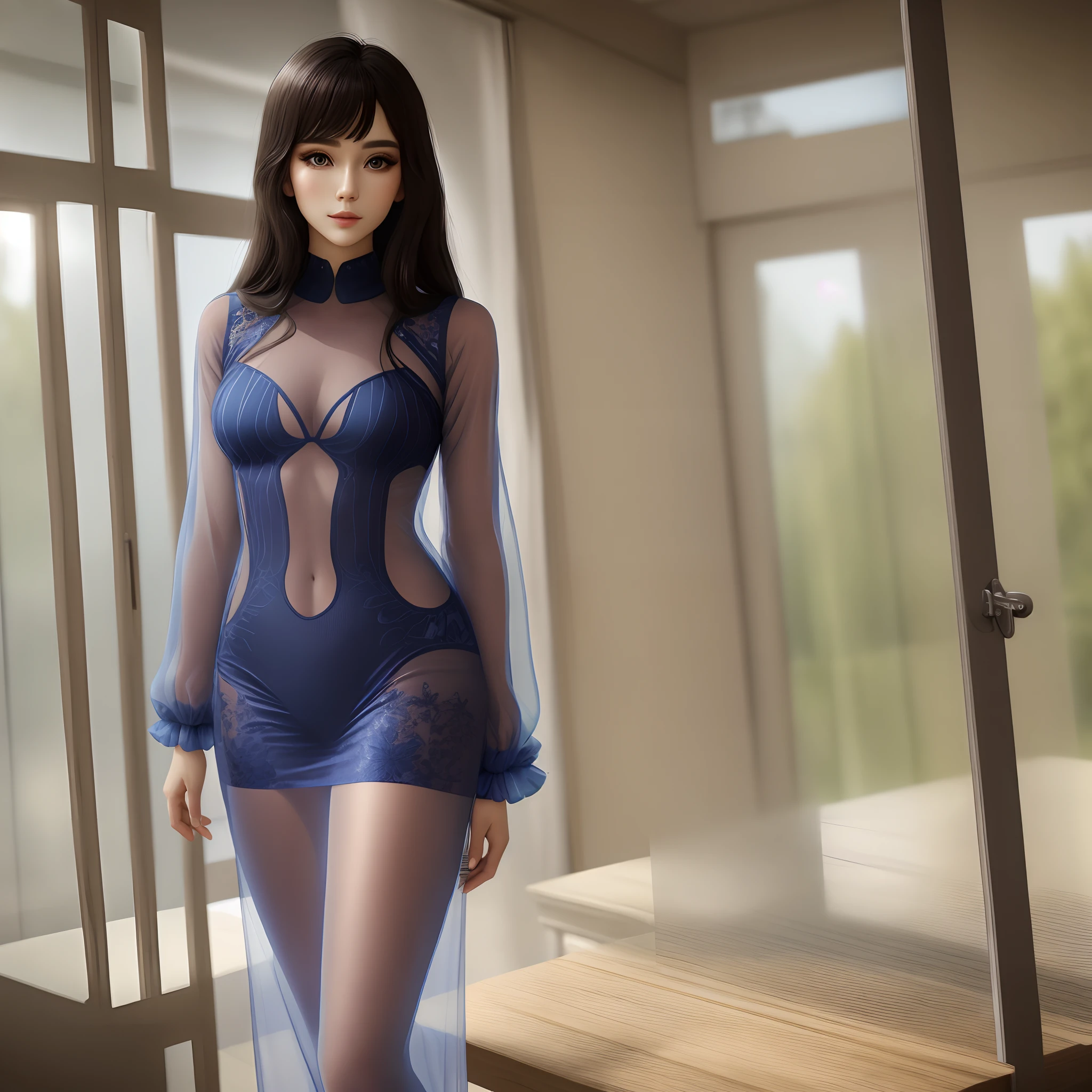 Beauty in transparent clothes