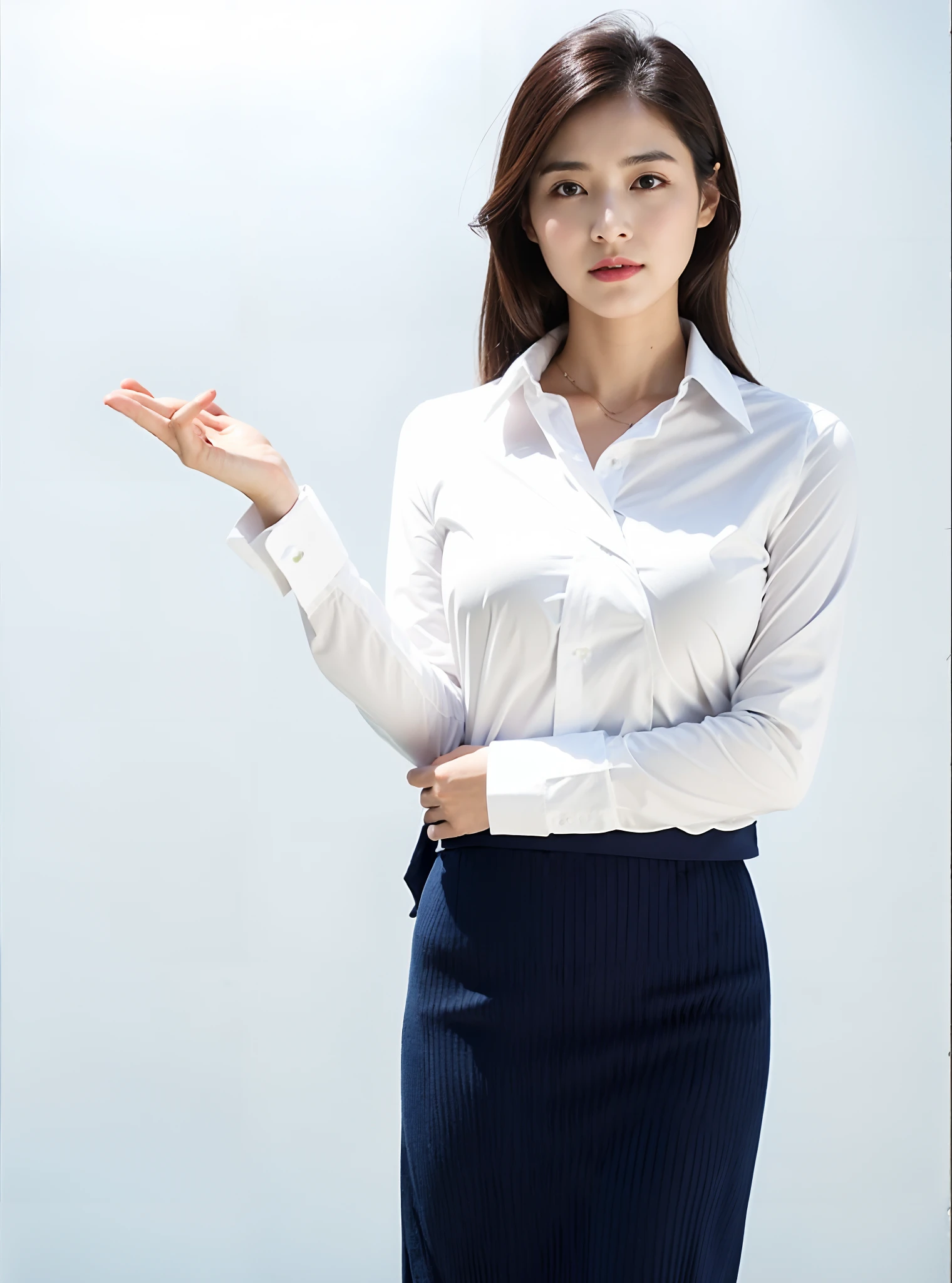 Navy blue casual suit,Skirt that wraps hips,Young professional women