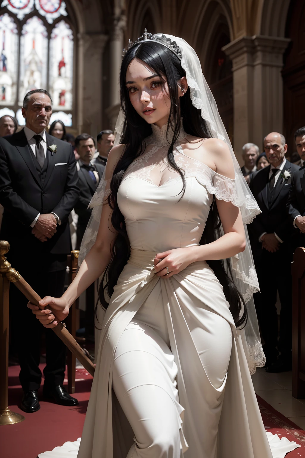 A beautiful bride about to be tied up