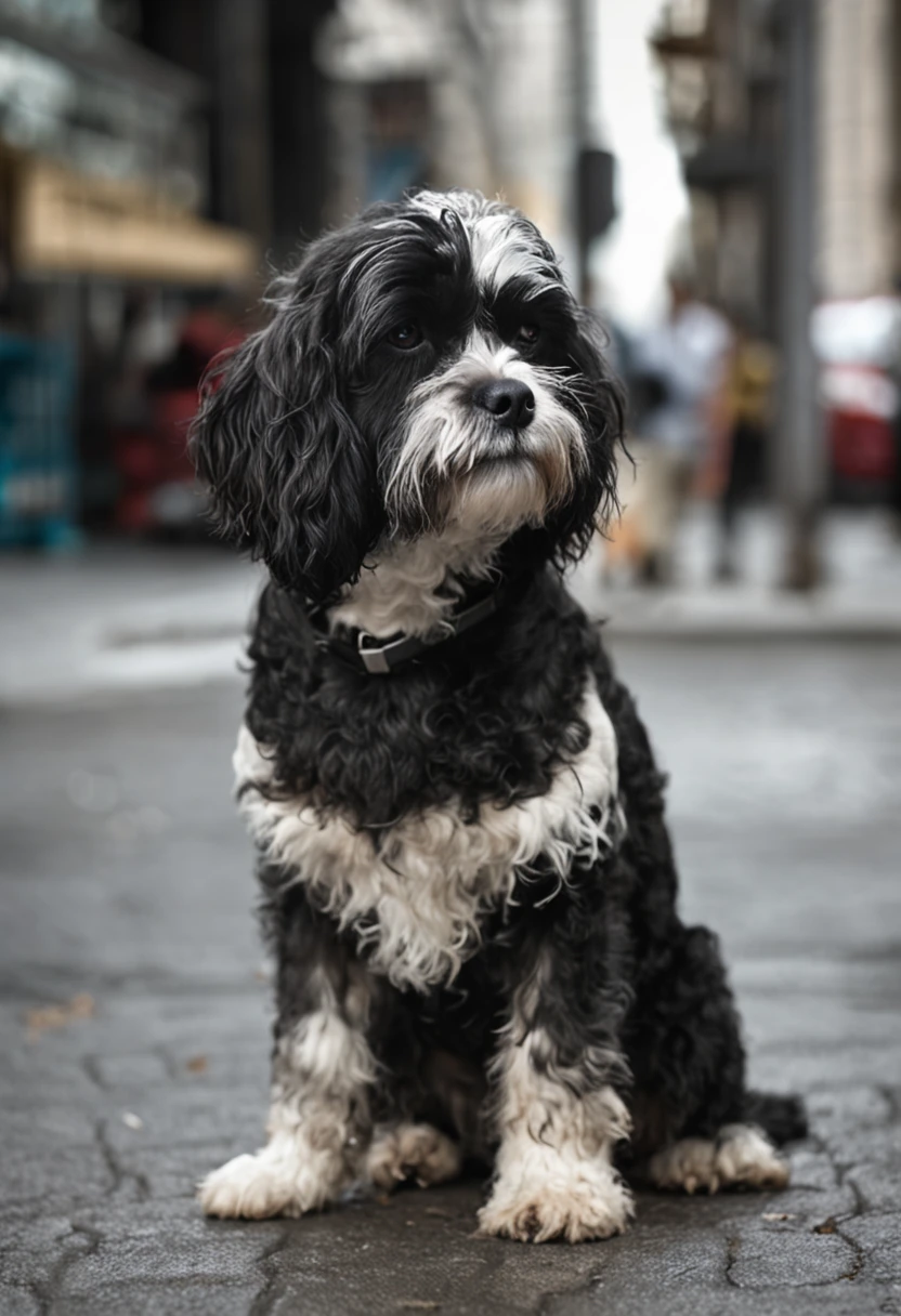 The Logic for You to Create a Command:
**description:**
Make a black and white dog of the shi tzu breed
**Characteristics:**
This dog is sitting on the sidewalk
**scenecy:**
Ele deve estar dentro de um bar
**action:**
He's looking sadly looking at the cars on the street
**Qualidade:**
Foto ultra realista, qualidade 8k, fullhd