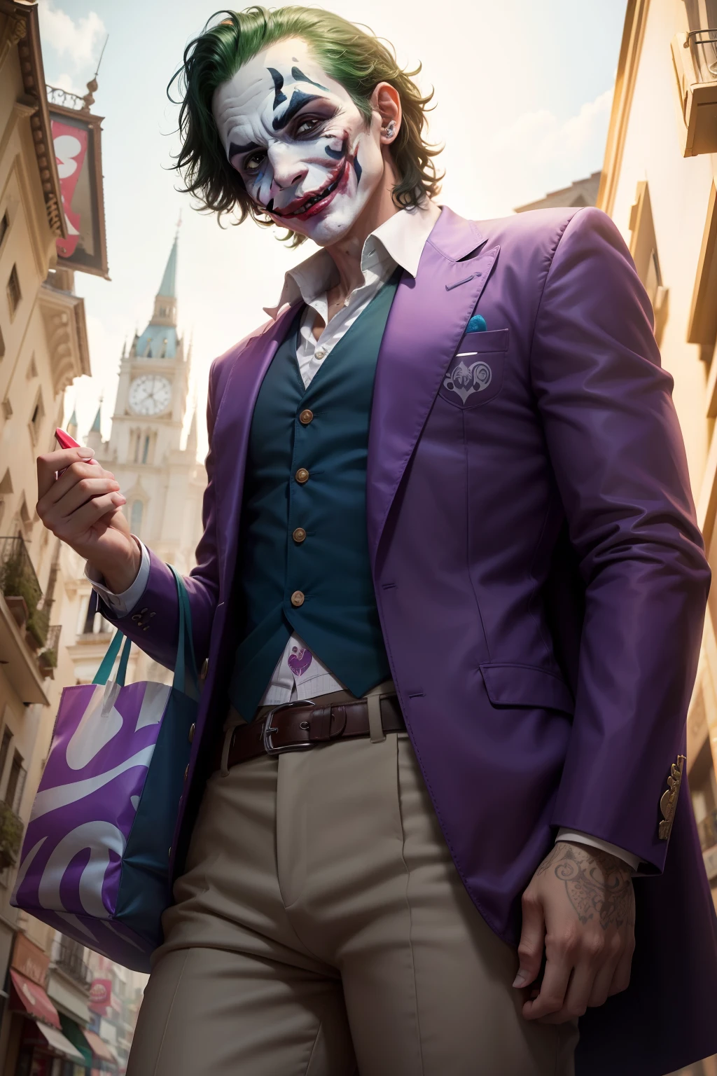 el joker sosteniendo una bolsa de dinero