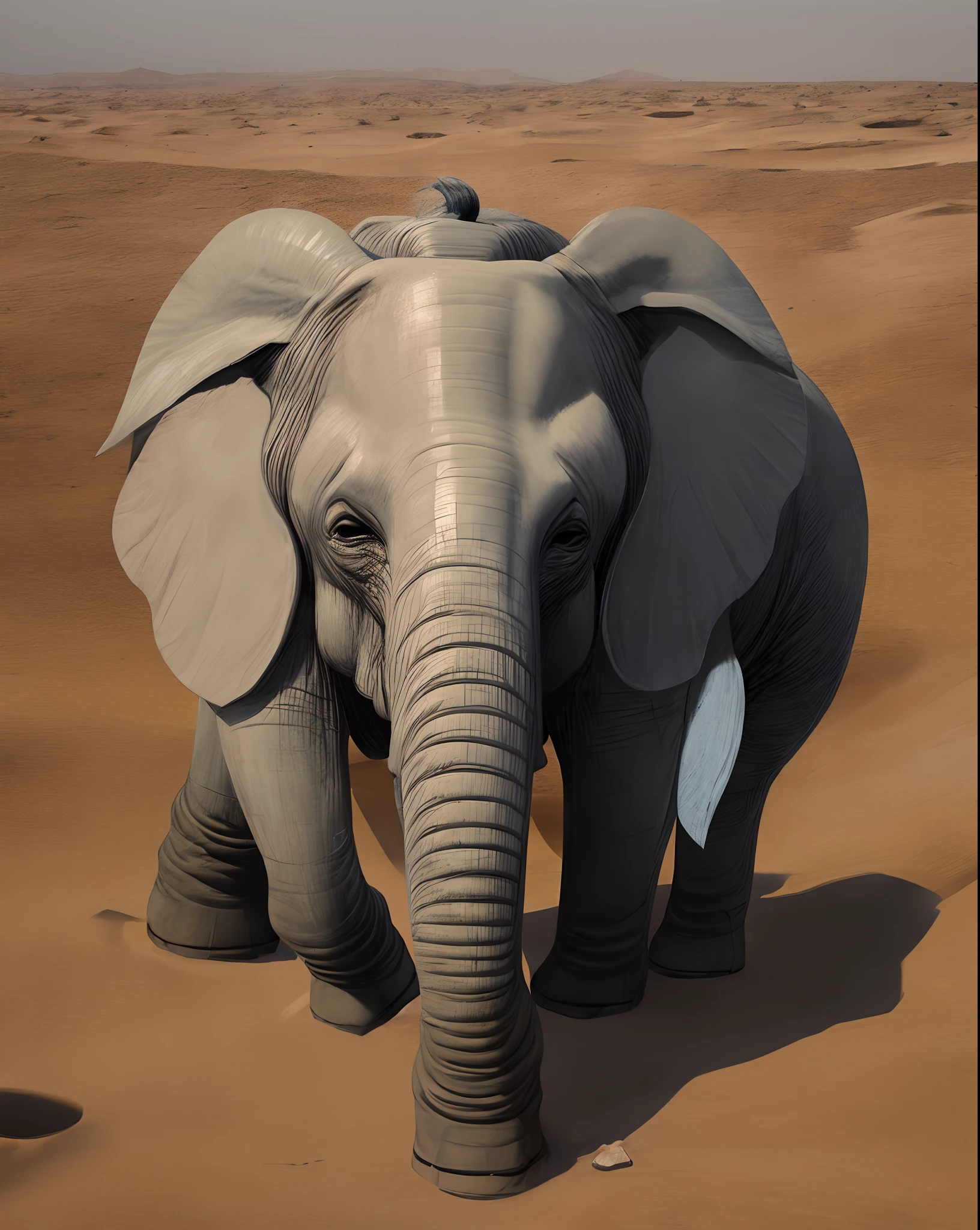 Elefante rosa no deserto