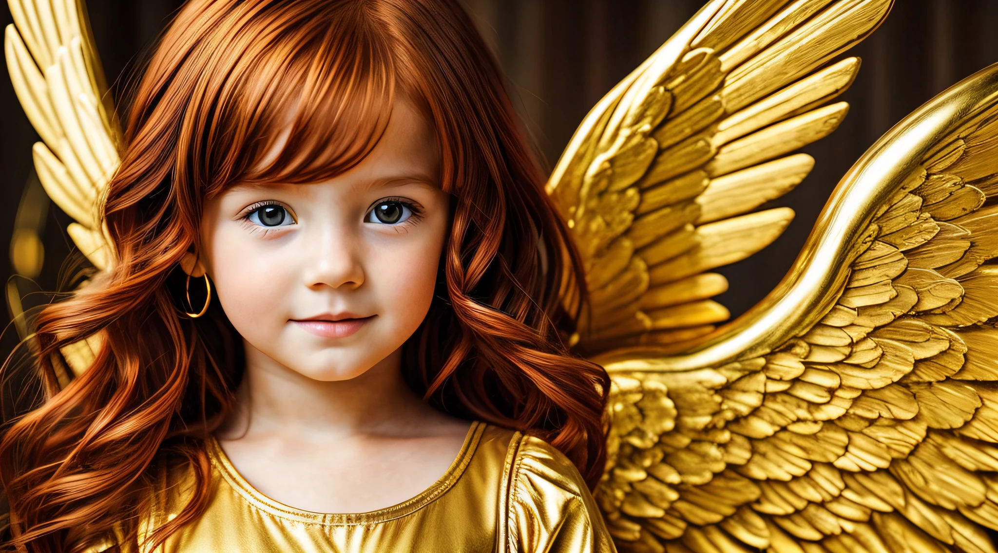 CHILDREN RED HEAD GOLDEN ANGEL GIRL.