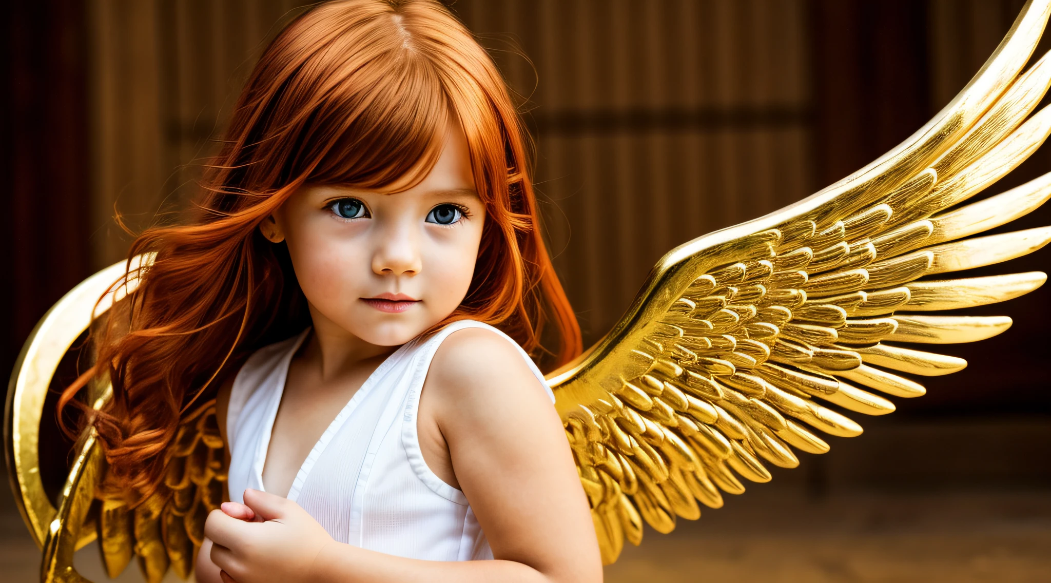 CHILDREN RED HEAD GOLDEN ANGEL GIRL.