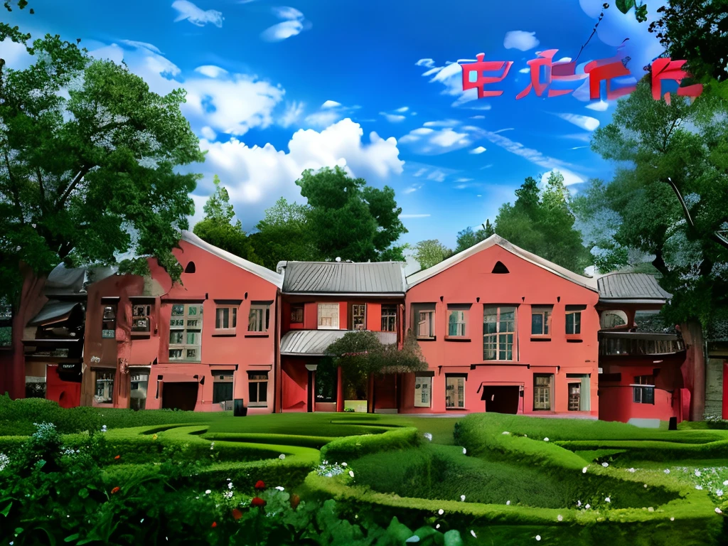 There are red doors, Red Door, Red brick building, red building, full building, Chinese style buildings, Red Mansion in Soviet style