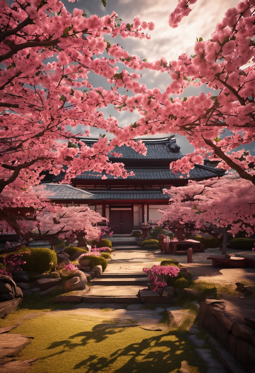 Beautiful Japanese cherry tree garden