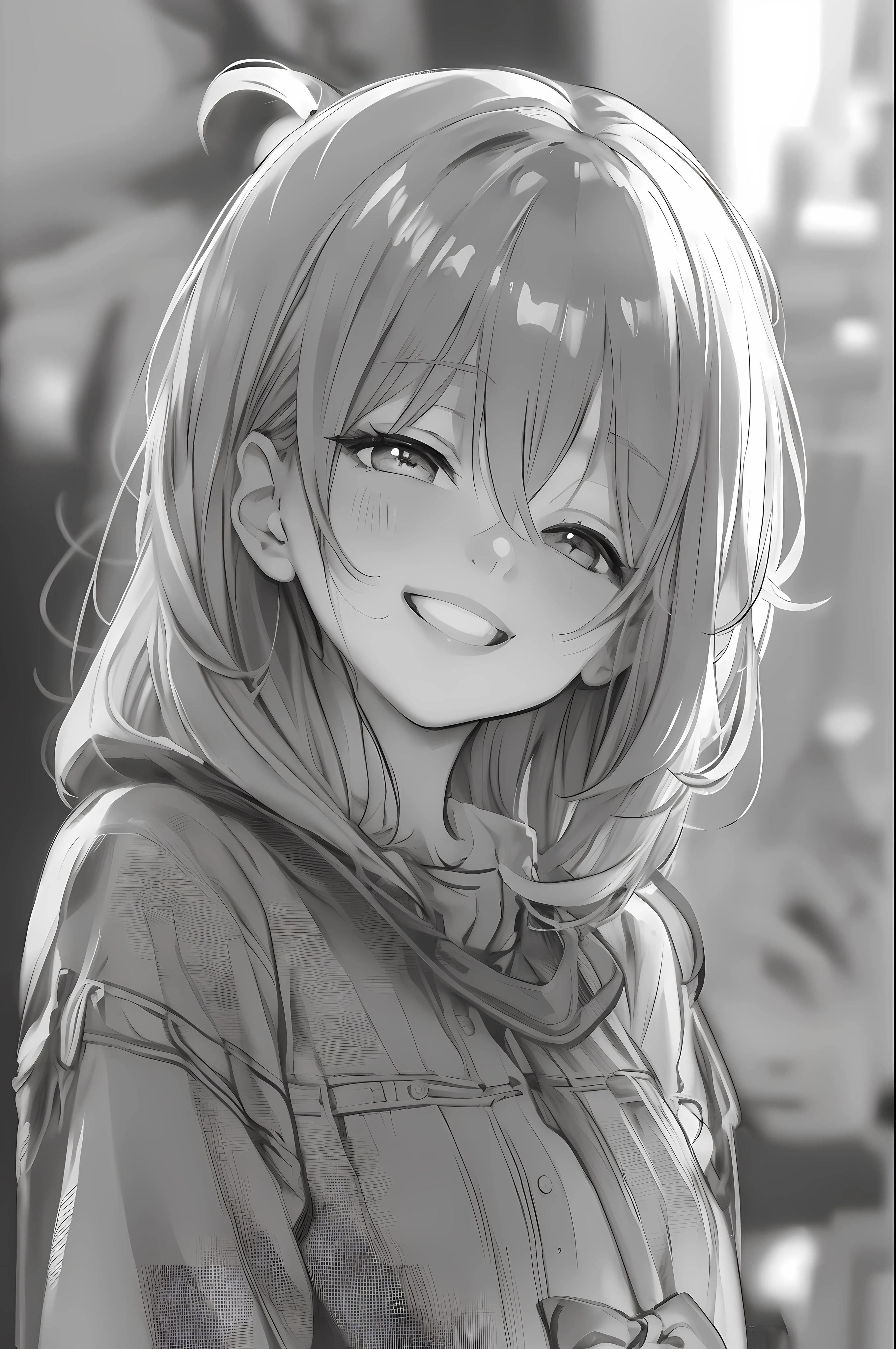 1girl,masterpiece,best quality,cute,smile,(monochrome:1.4),(nsfw:1.1)