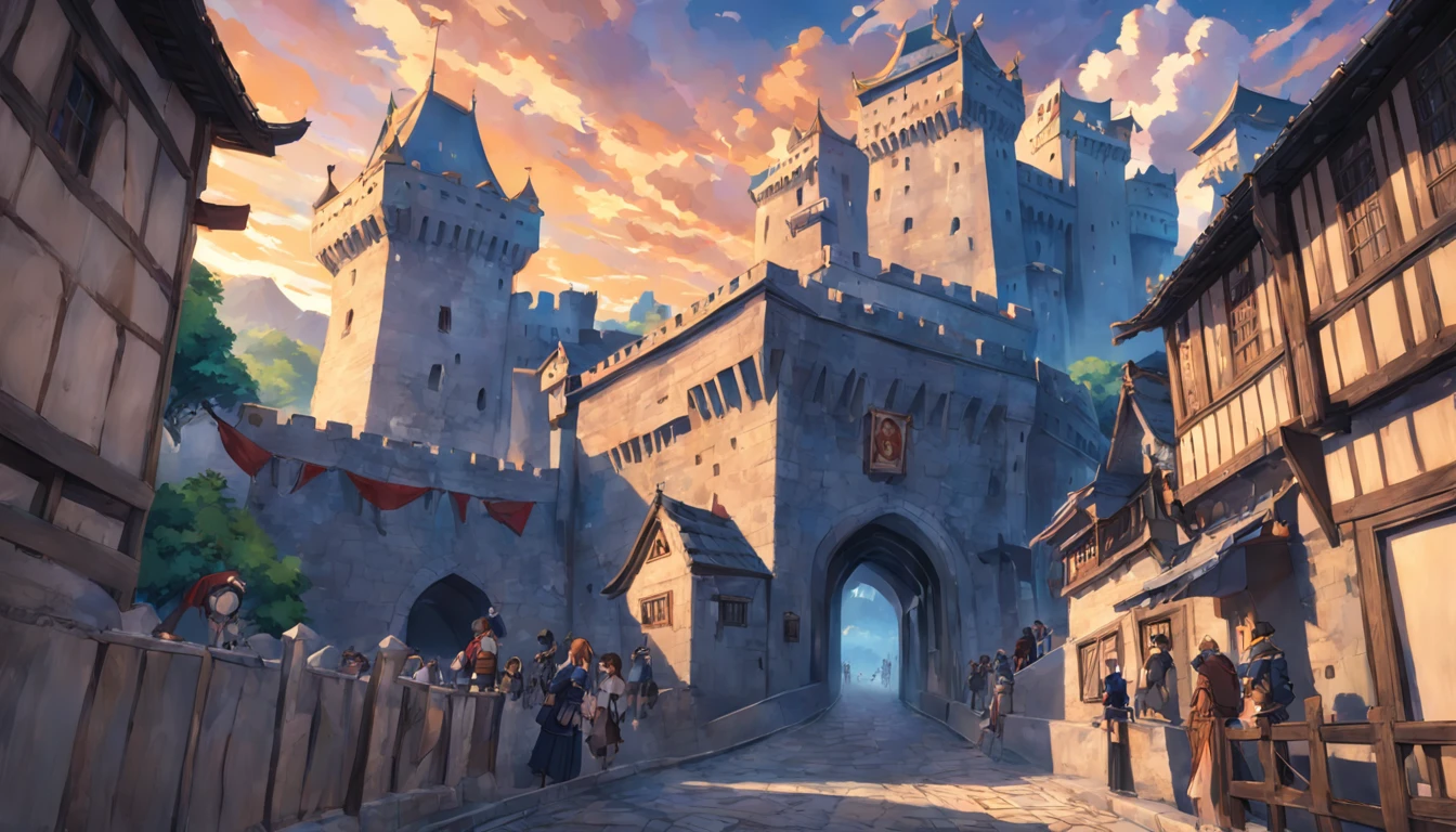 Seaside castle, Strong and high ramparts, blanche, Western style, There are windows in the castle walls, The castle town spreads out, A wall that wraps around the castle town, Unimaginable size, high detal, 8k artistic photography, perfect-composition, Ultra-fine, speed lines, wide shot, Wide-Angle, UHD, masterpiece, ccurate, textured skin, super detail, high details, award winning, best quality, 16k, highres