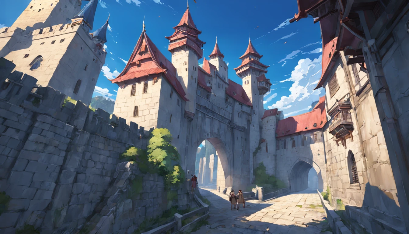 Seaside castle, Strong and high ramparts, blanche, Western style, There are windows in the castle walls, The castle town spreads out, A wall that wraps around the castle town, Unimaginable size, high detal, 8k artistic photography, perfect-composition, Ultra-fine, speed lines, wide shot, Wide-Angle, UHD, masterpiece, ccurate, textured skin, super detail, high details, award winning, best quality, 16k, highres