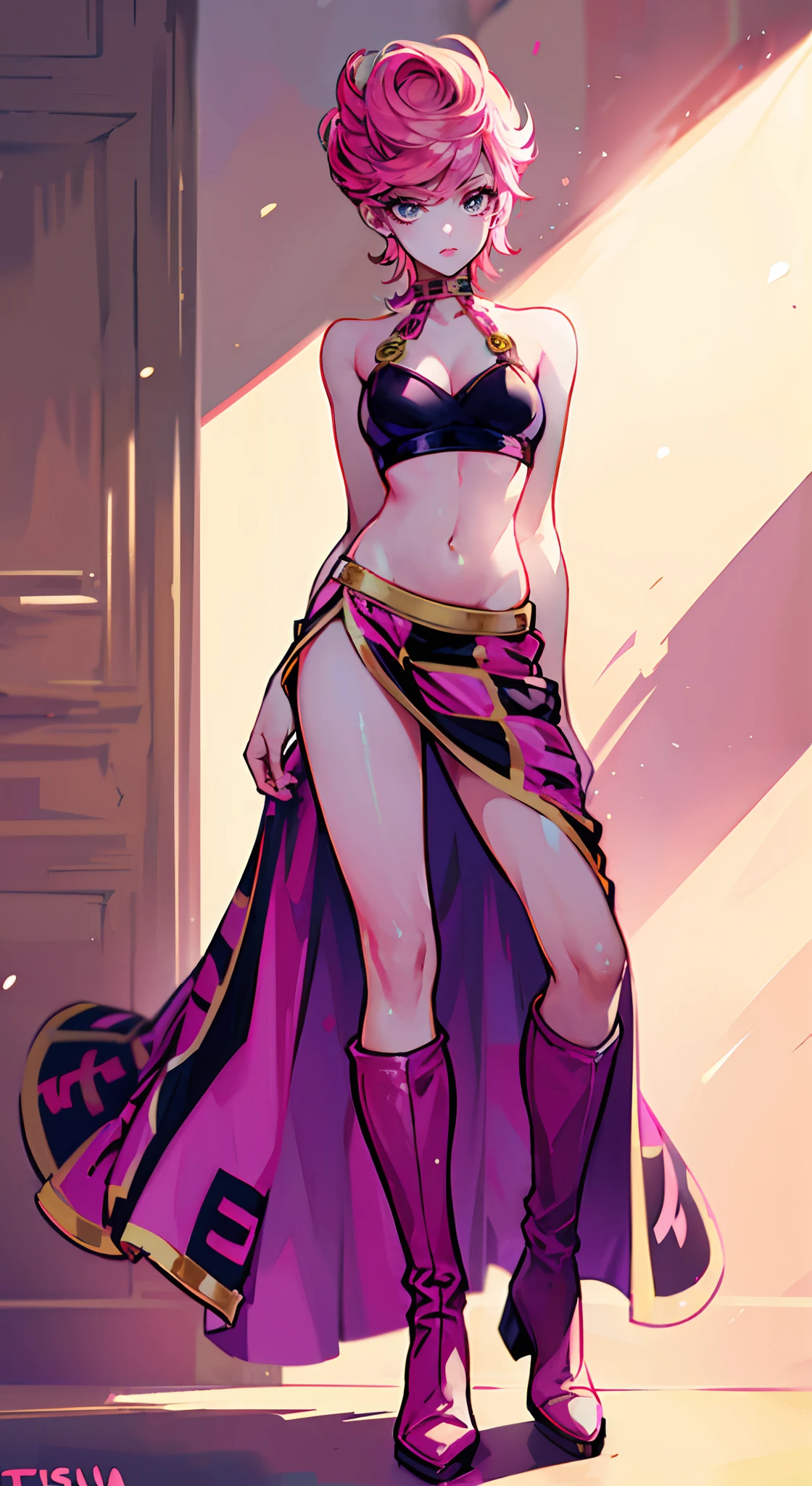 trishuna, trishjojo, trish una, absurdres, absolutely resolution, incredibly absurdres, highres, ultra detailed, 1girl, medium breasts, skirt, boots, solo