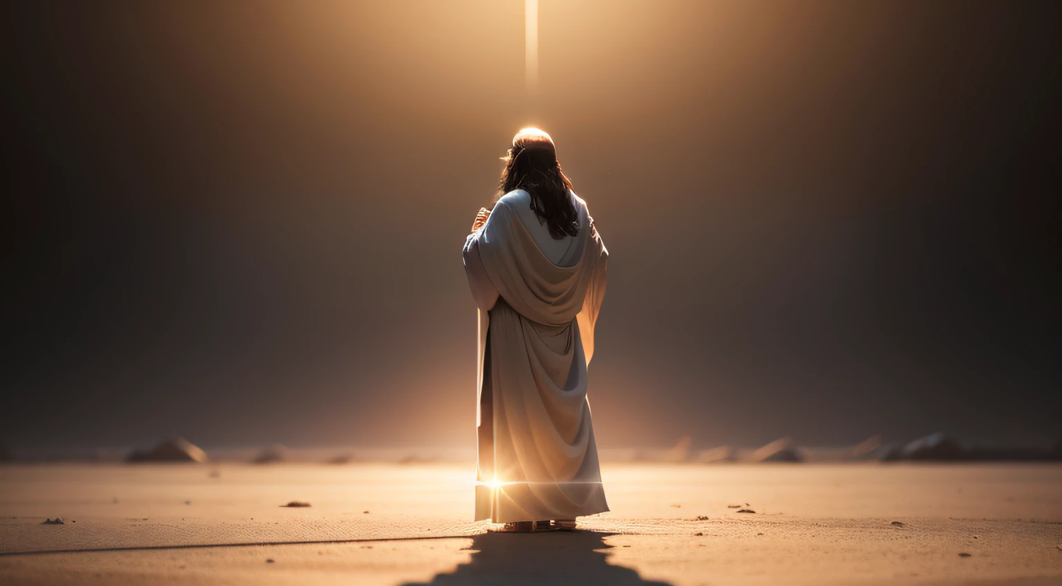 Create an image of Jesus Christ praying standing