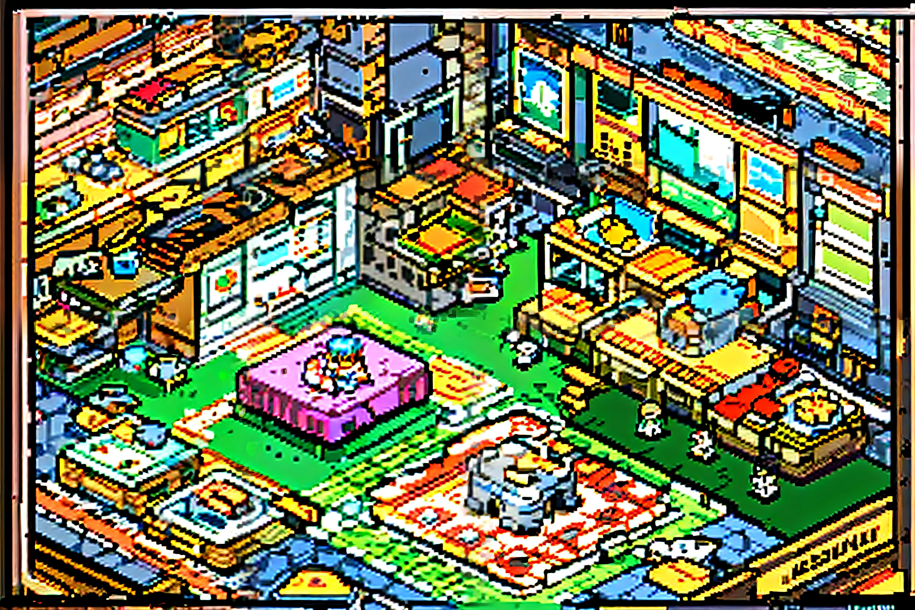 isometric, interior, animal, square