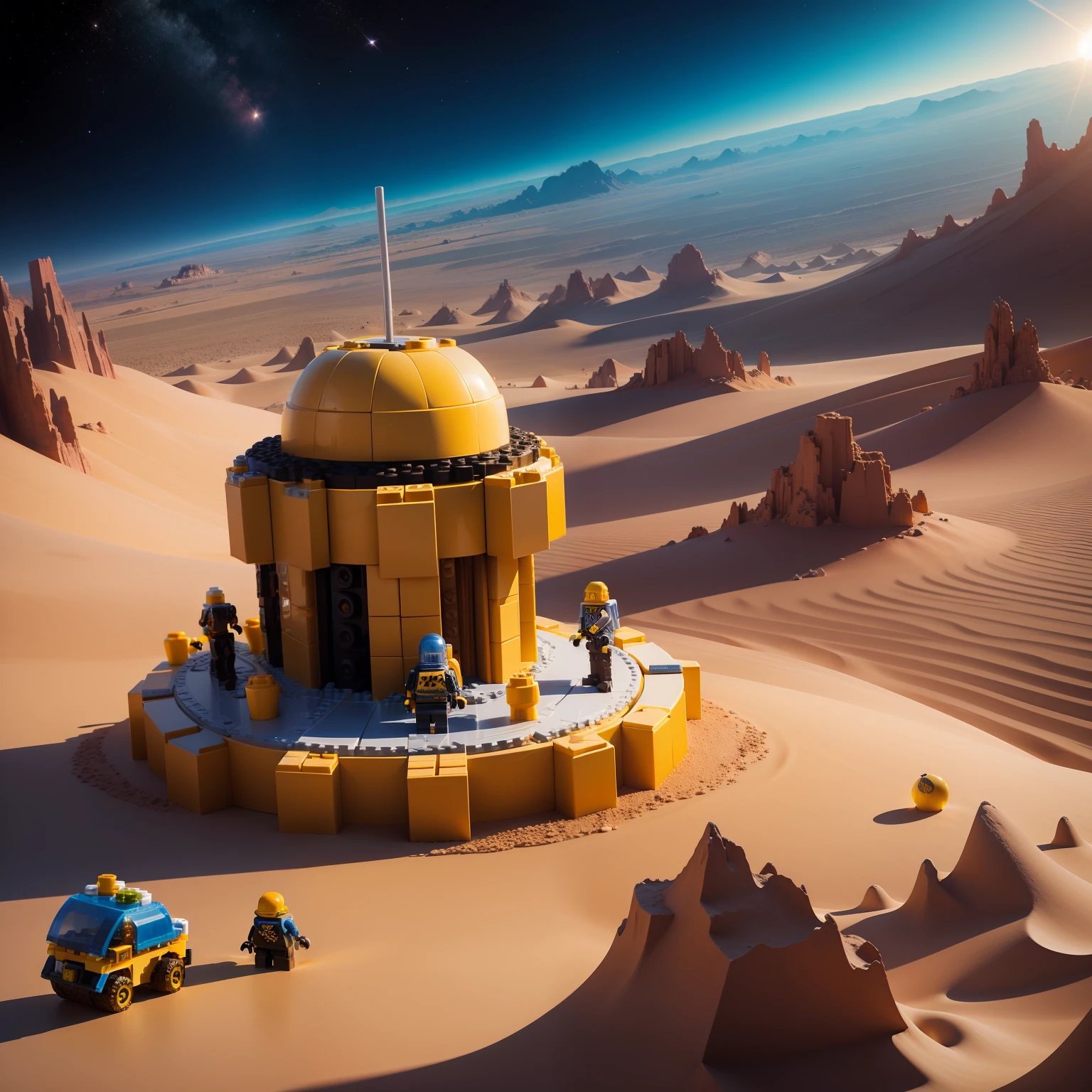 Desert Oasis, space scene, LEGO style, made from LEGO bricks