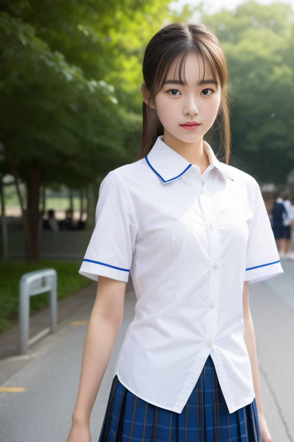 (masterpiece、high-level image quality、hightquality),(A Japanese Lady、female high-school student、cute little、 age、Beautie)、(Japan male, 27 years old、High School Teacher),(1girl、1boy)、(perfect anatomia、Beautiful limbs、Healthy body)、(Beautiful skin、Japan High School Summer Uniforms、skirt by the)、(Men wear short-sleeved shirts and suit pants)、On the grounds of the high school、(Sunny)、during the day、Tension and hope、pure love、Relationship between male teacher and school girl、soft sunlight、(Young people)、Youth Movies、Artistically、 夏天、