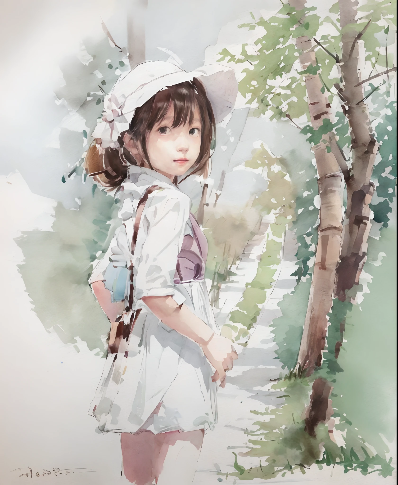 drawing of a girl in a hat and dress with a cane, line sketch!!, by Naka Bokunen, anime sketch, casual pose, full body portrait of a short!, various pose, line sketch, by Ai-Mitsu, girl sketch, old sketch, by Kamisaka Sekka, loose pencil sketch, character design sketch, 