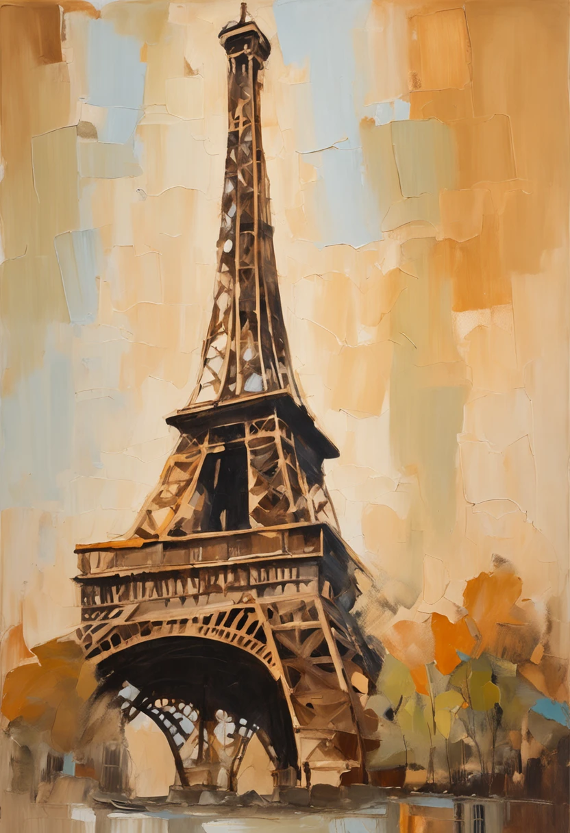 Eiffel Tower Caricature Light Brown Lower half of the building