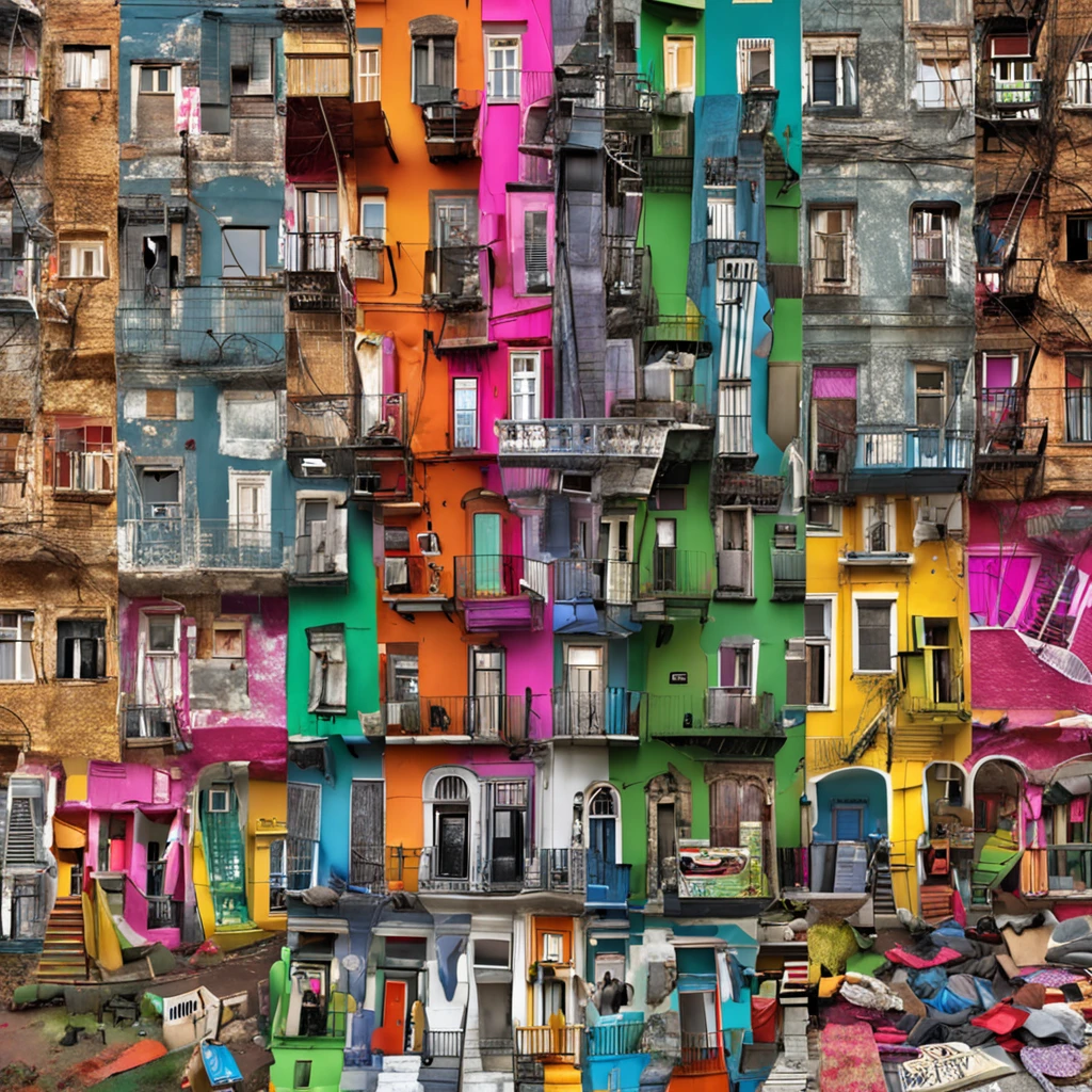Uma colagem de recortes de revistas com imagens de moda, arte e cultura. The main colors are varied and contrasting.