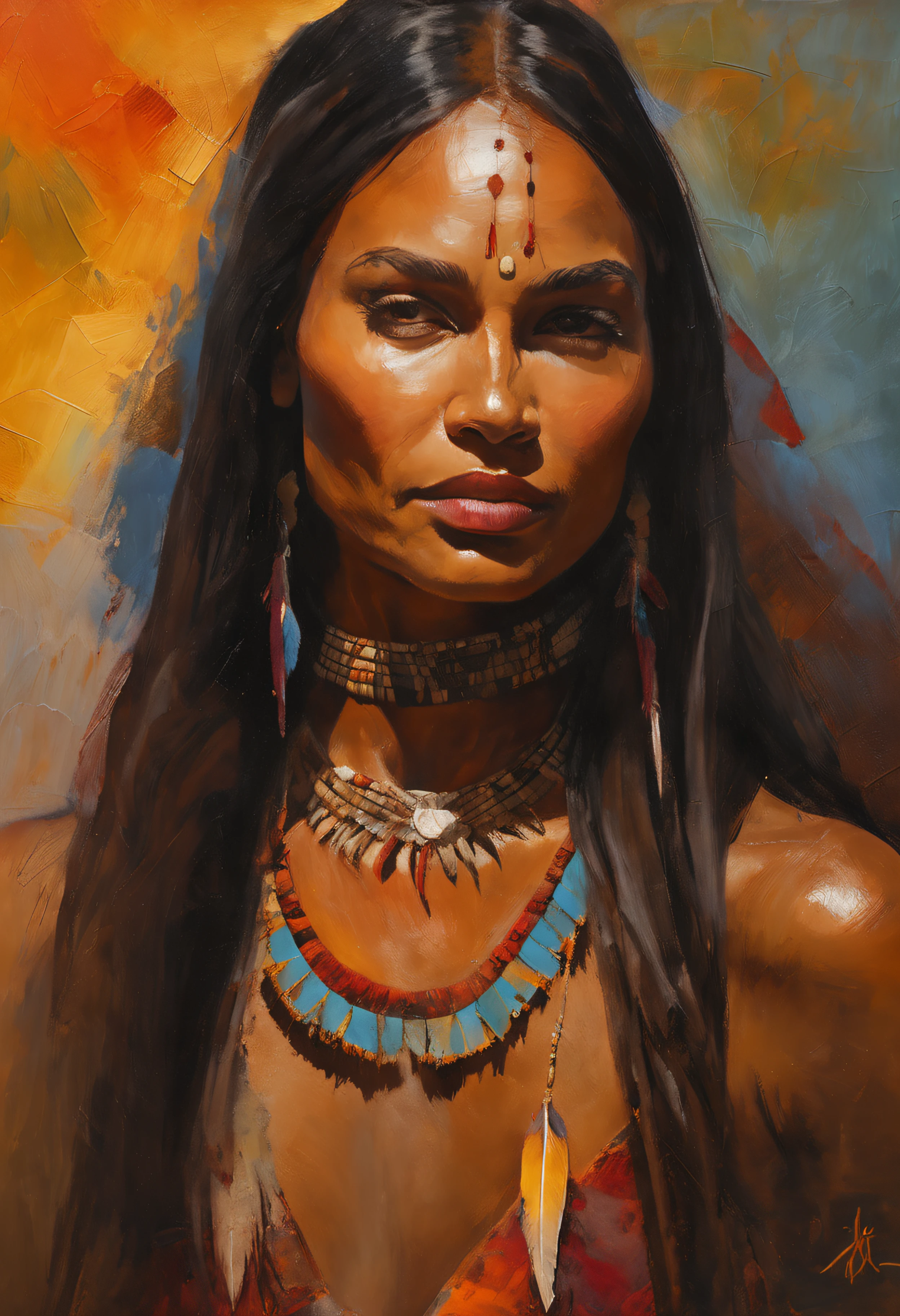 ultra detailed artistic photography, Native American beautiful Apache female, tee pee, moonlight, fire pit, feathers, sexy, dreamy, glowing, backlit, shadows, oil on canvas, smooth, ultra high definition, 8k, ultra sharp focus, intricate artwork masterpiece, flowy outfit, highly detailed, vibrant, production cinematic character render, ultra high quality model
